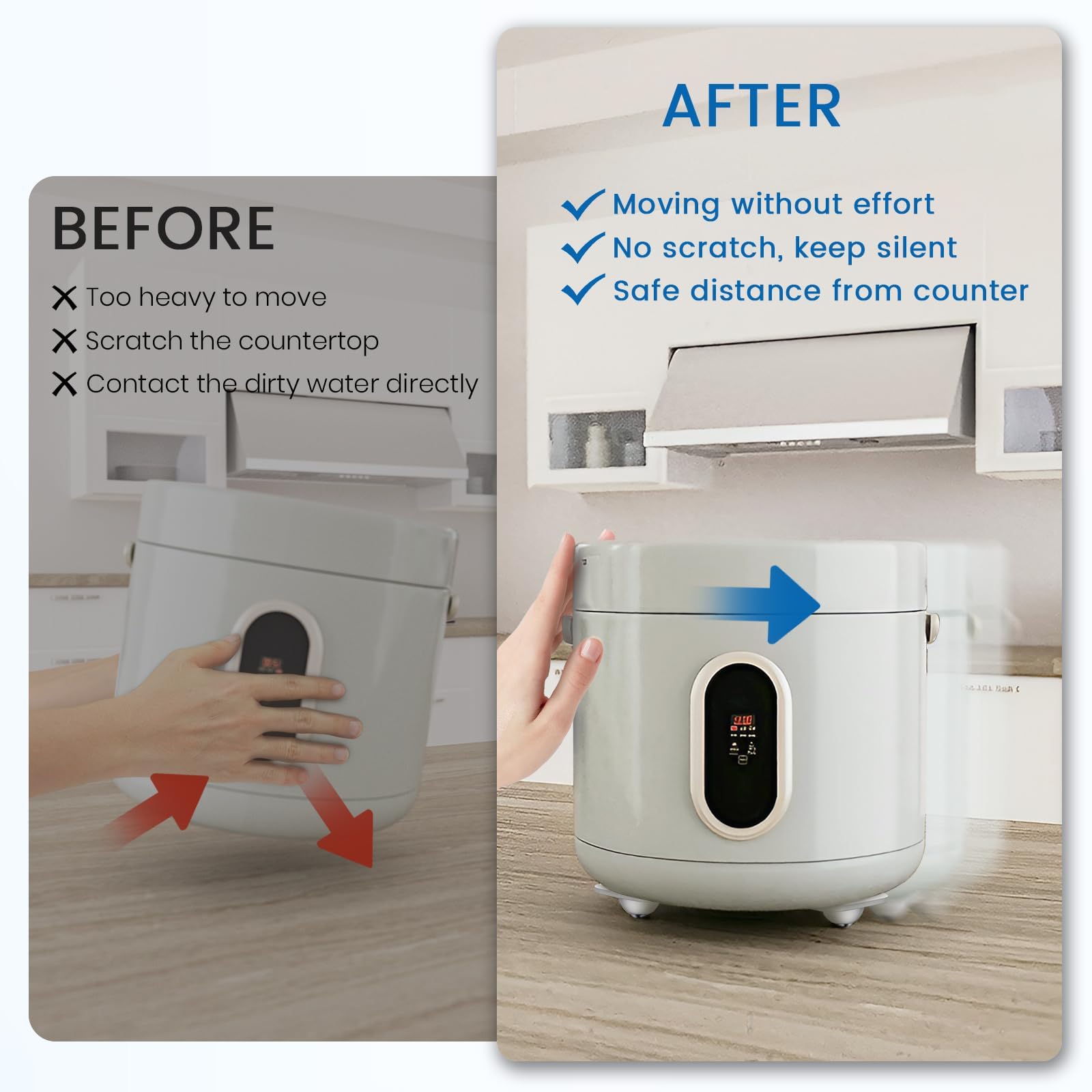 Self Adhesive Caster Wheels, Appliance Rollers for Kitchen Appliances, 360° Swivel Mini Universal Wheel Roller Casters, Sticky Pulley for Trash Can, Storage Box, Appliance Slider (8, White-Swivel)