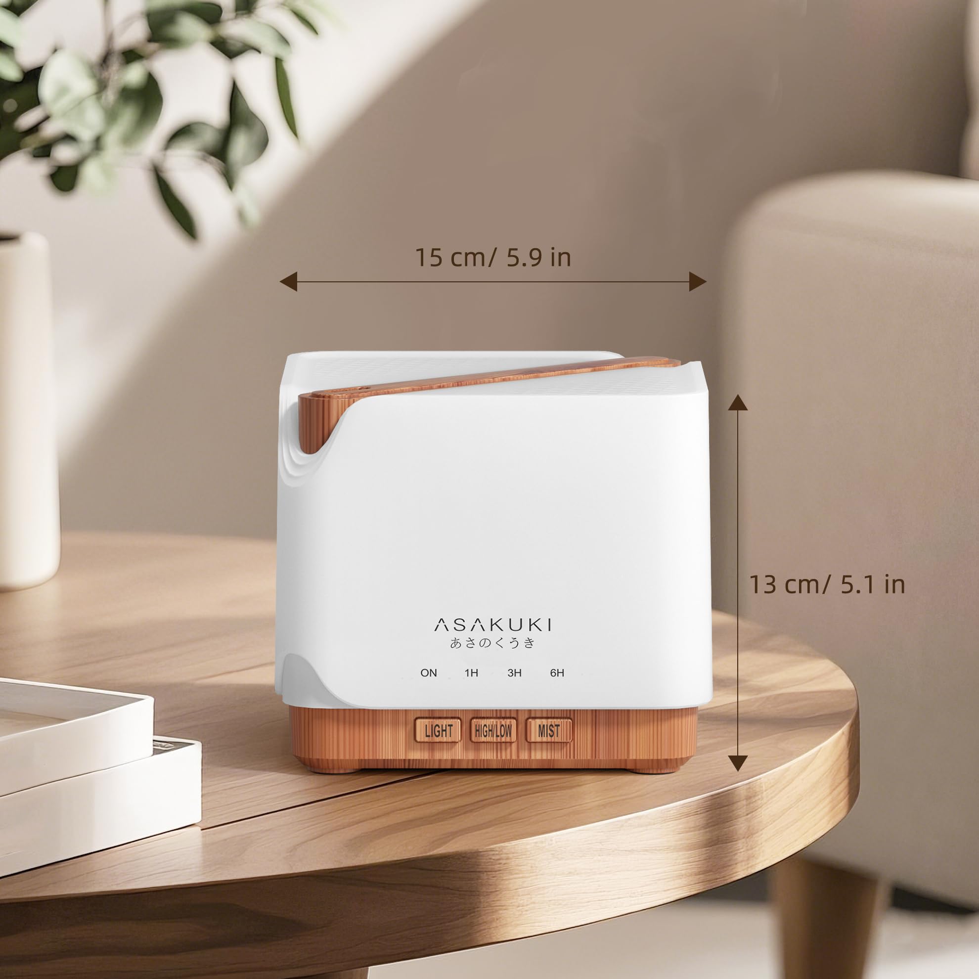 ASAKUKI 700 ml Premium Essential Oil Diffuser, 5 in 1 Ultrasonic Aromatherapy Fragrant Oil Vaporizer Humidifier, Timer and Auto-Off Safety Switch, 7 LED Light Colors