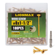 LIONMAX Wood Screws 1-1/2 Inch, Deck Screws #8 x 1-1/2", 100 PCS, Rust Resistant, Epoxy Coated, Exterior Wood Screw, Outdoor Decking Screws, Torx/Star Drive Head, T25 Star Bit Included, Tan