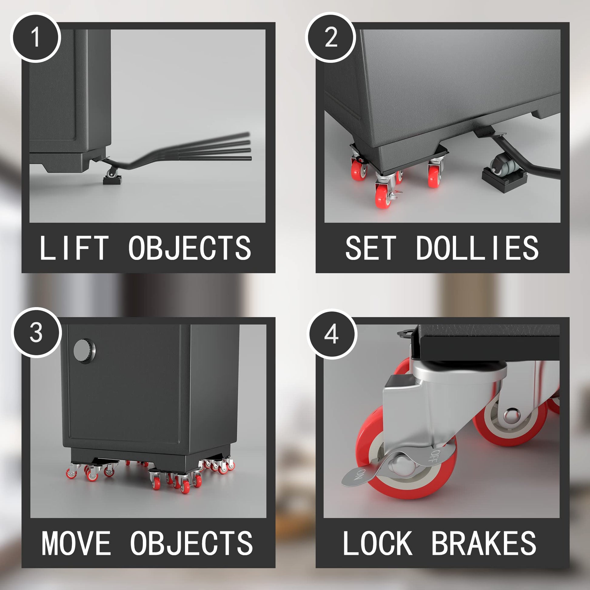 【Upgrade Large】 Furniture Dolly,Furniture Movers with 5 Wheels,Carbon Steel Panel Heavy Duty Dolly,Furniture Lifter with 5 360° Rotatable Rubber Universal Wheels,Maximum Load 3474LBS