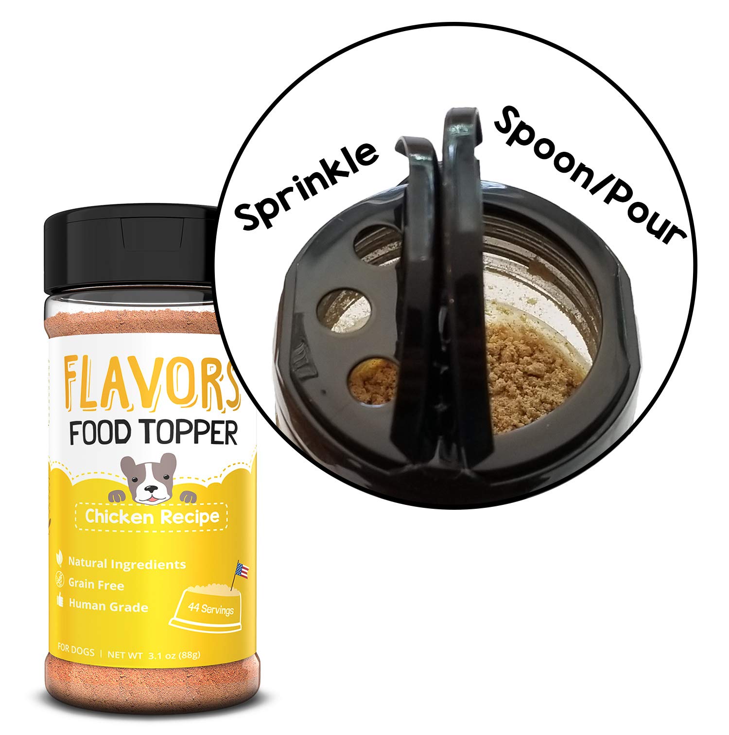 BEAUMONT BASICS Flavors Food Topper and Gravy for Dogs - Chicken Recipe with Bone Broth, 3.1 oz. - Natural, Grain Free - Perfect Kibble Seasoning Treat Mix for Picky Dog or Puppy