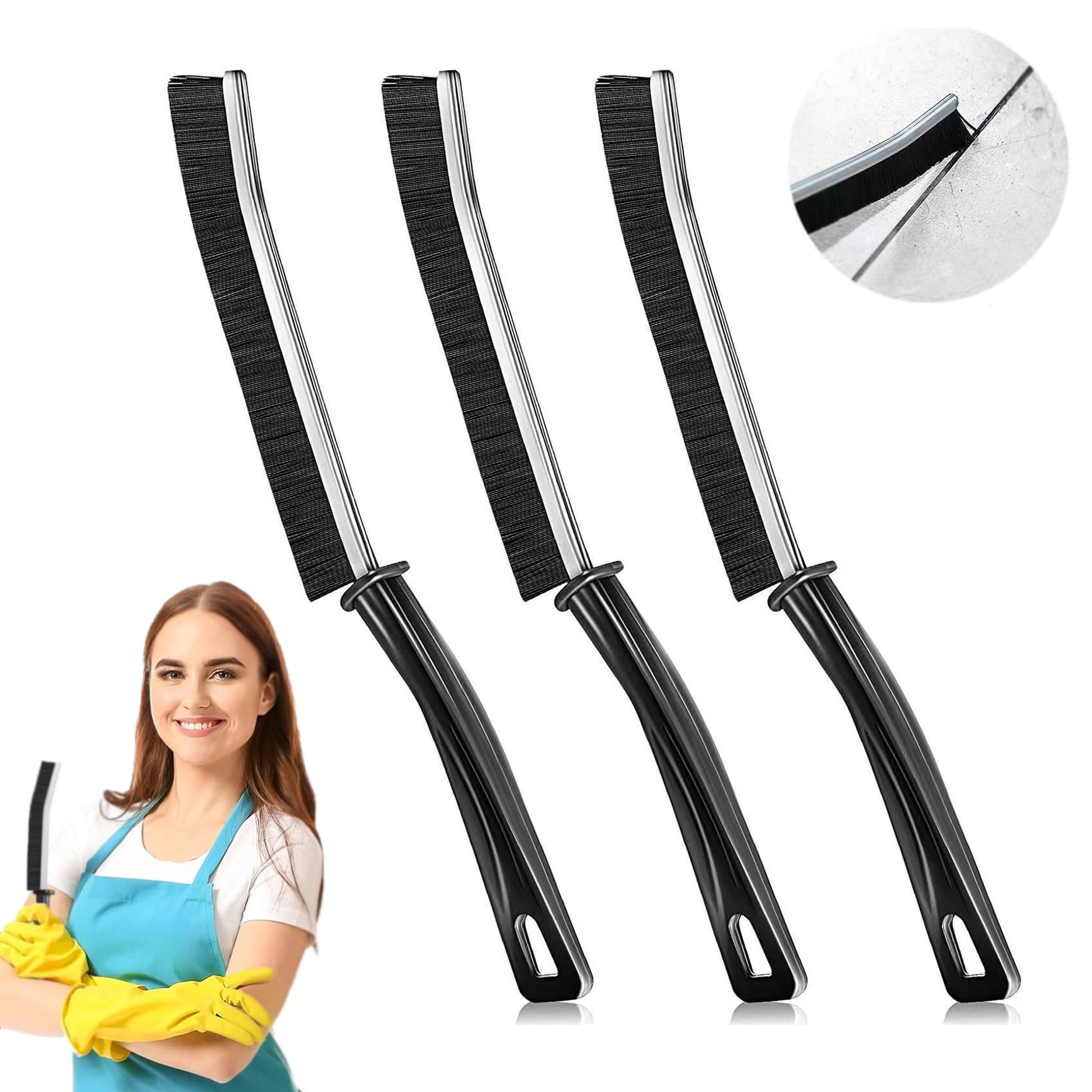 Hiyniaz 3Pcs Crevice Cleaning Brush Hard Bristle Crevice Cleaning Brush New Multifunctional Corners Cleaning Brush Tool Thin Gap Brush Grout Cleaner Brush Bathroom Kitchens