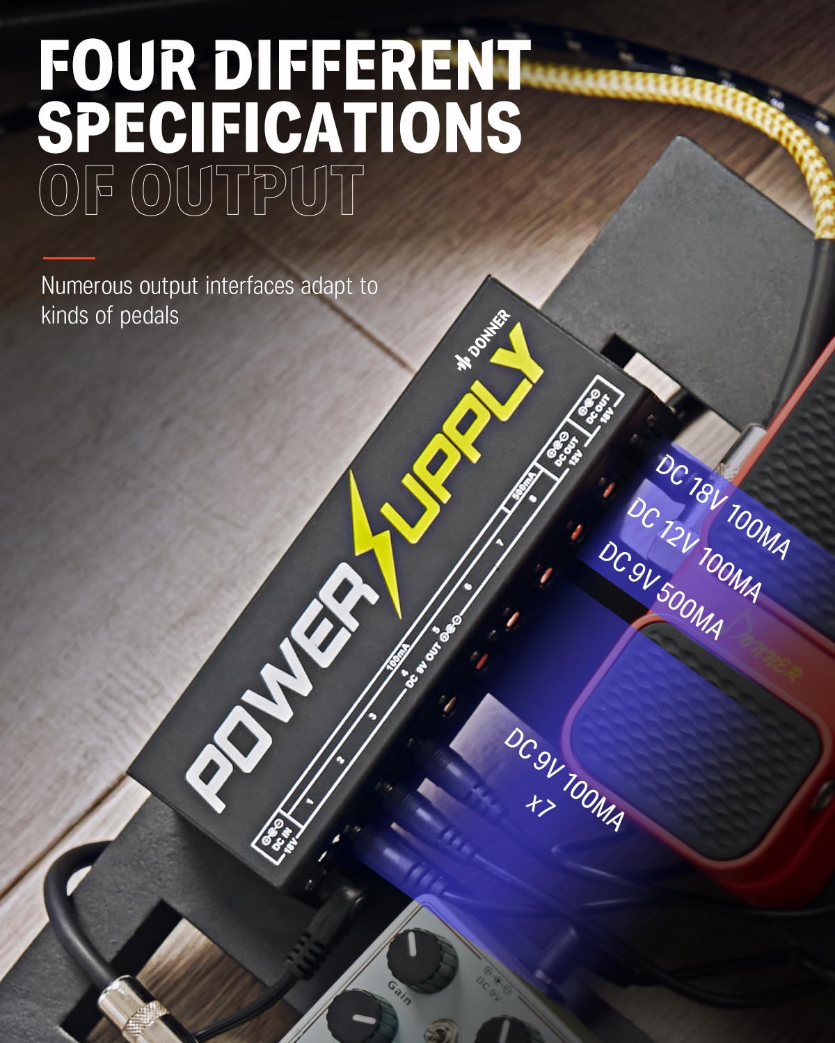 Donner DP-1 Guitar Power Supply 10 Isolated DC Output for 9V/12V/18V Effect Pedal