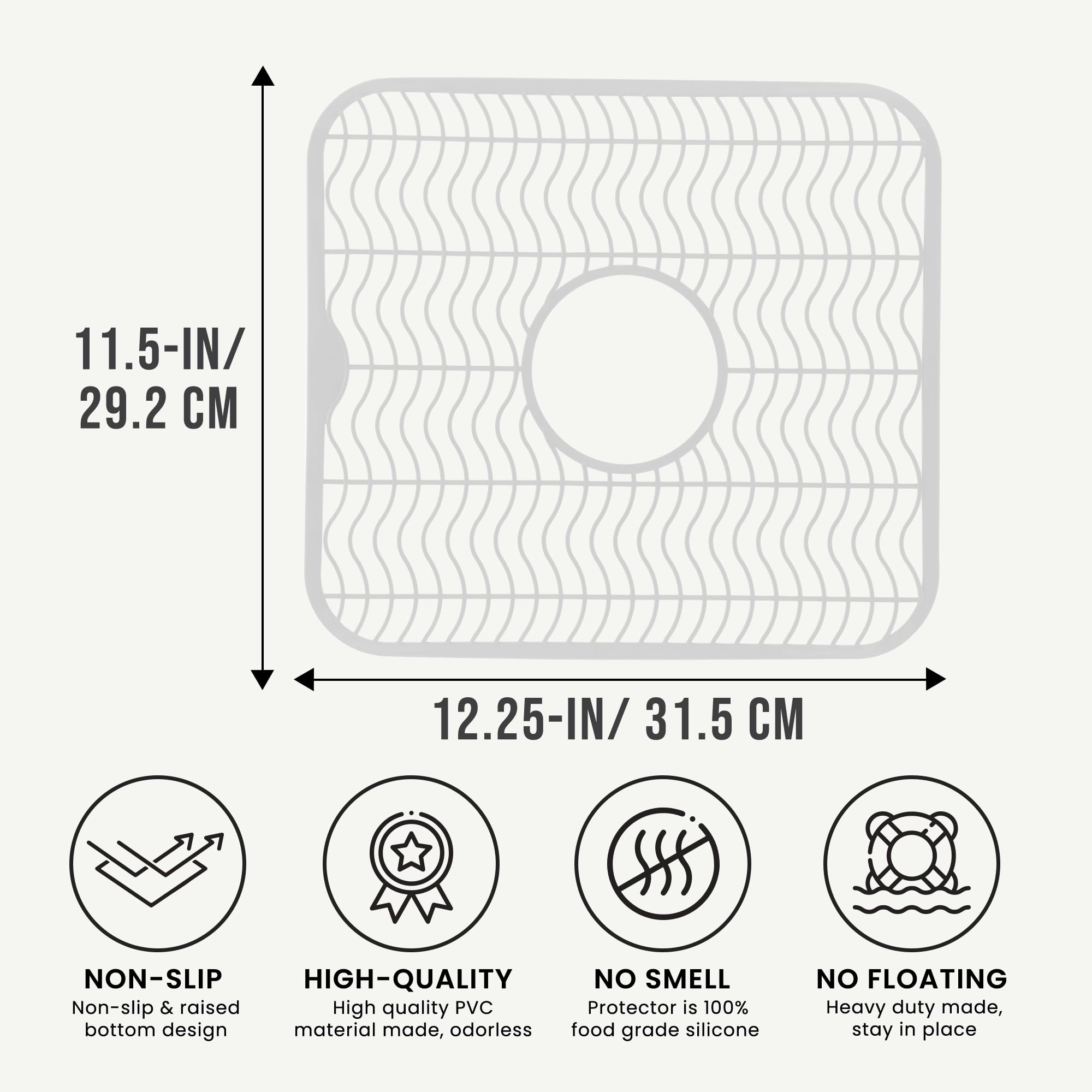 DecorRack 2 Sink Protectors for Kitchen Sink, Plastic 12" x 11" Dish Rack, Protect Sink from Stains, Damage, Scratches, Dishwasher Safe Grid Mat for Kitchen (2 Pack, White)