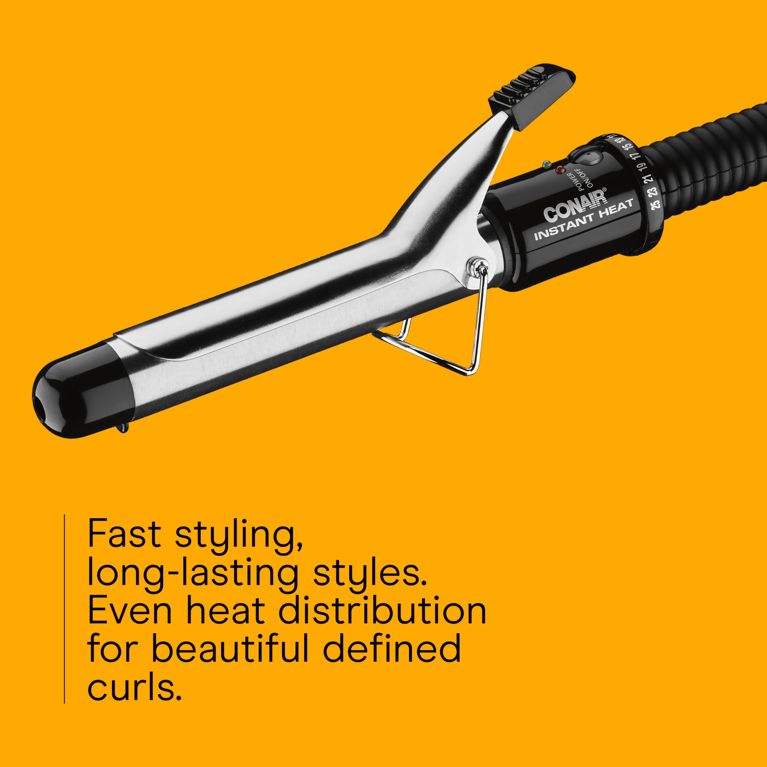 Conair Instant Heat 1-Inch Curling Iron, 1-Inch Barrel Produces Classic Curls, Hair Curler for Short, Medium, and Long Hair, 25 Heat Setting Curling Iron, Black
