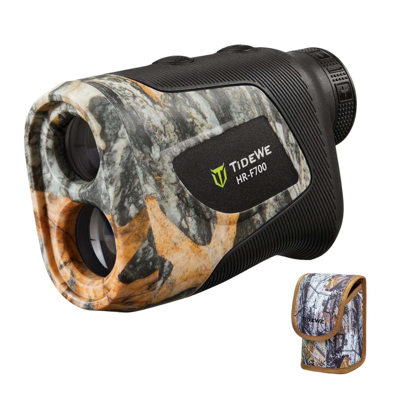 TIDEWE Jagdentfernungsmesser mit wiederaufladbarem Akku, 700Y Camo Laser-Entfernungsmesser 6-fache Vergrößerung, Distanz-/Winkel-/Geschwindigkeits-/Scan-Multifunktions-Wasserabweisender Entfernungsmesser mit Etui