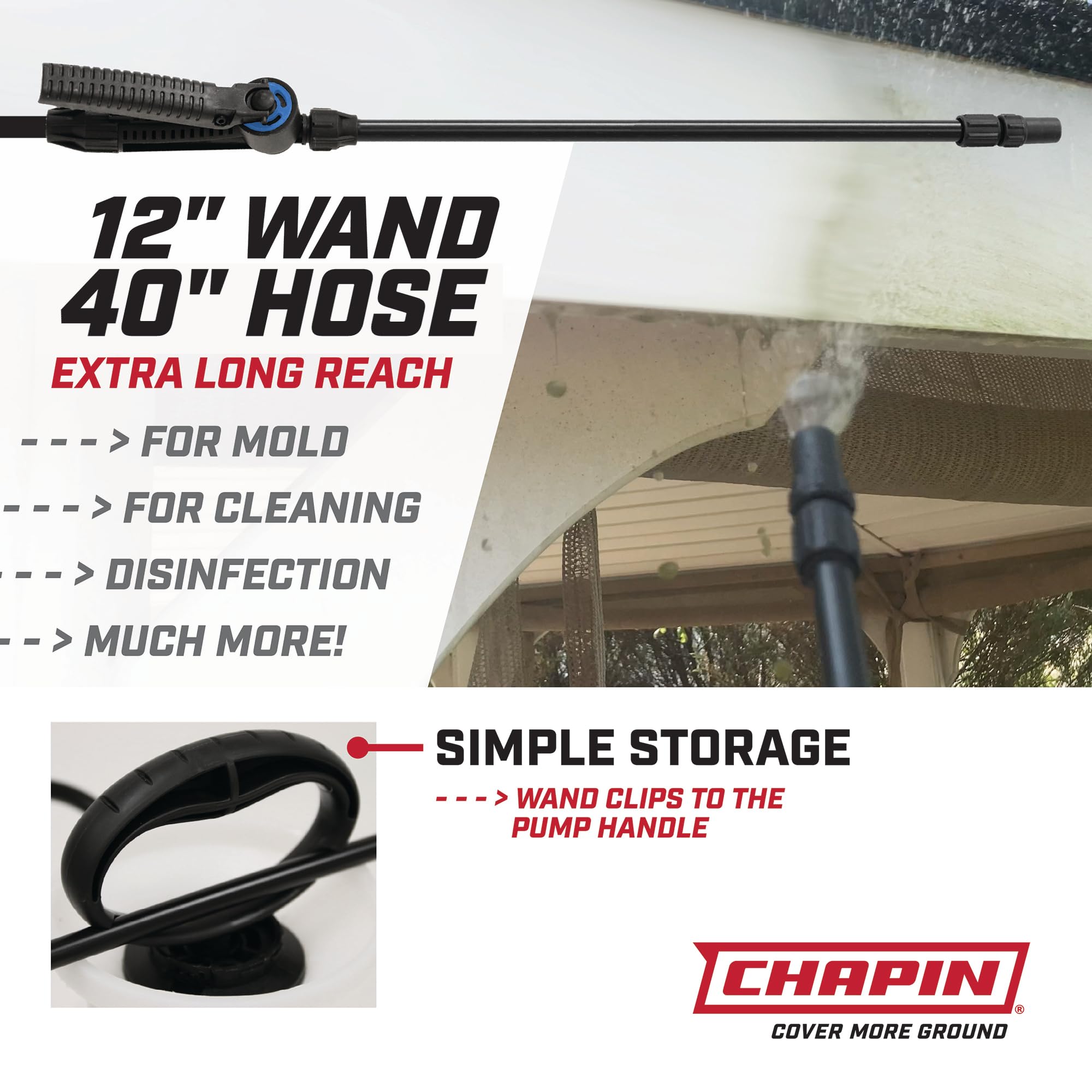 Chapin 20075 Disinfectant Bleach Sprayer, 1 Gallon, Made in The USA, Adjustable Cone Nozzle, Compatible with Bleach Solutions and Fungicides, Translucent White