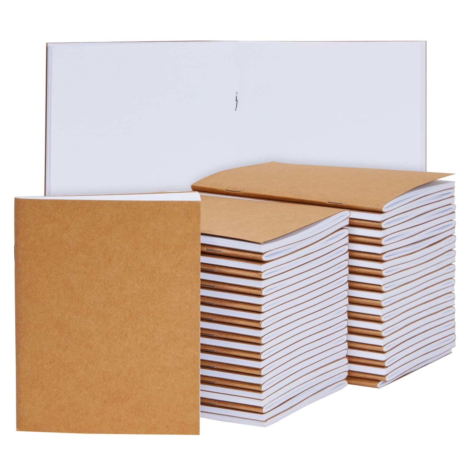 Paper Junkie 48-Pack Small Blank Notebooks Bulk - 4.25 x 5.5 in Brown Kraft Paper - Mini Journals Bulk Notebooks for Kids Sketching & Journaling