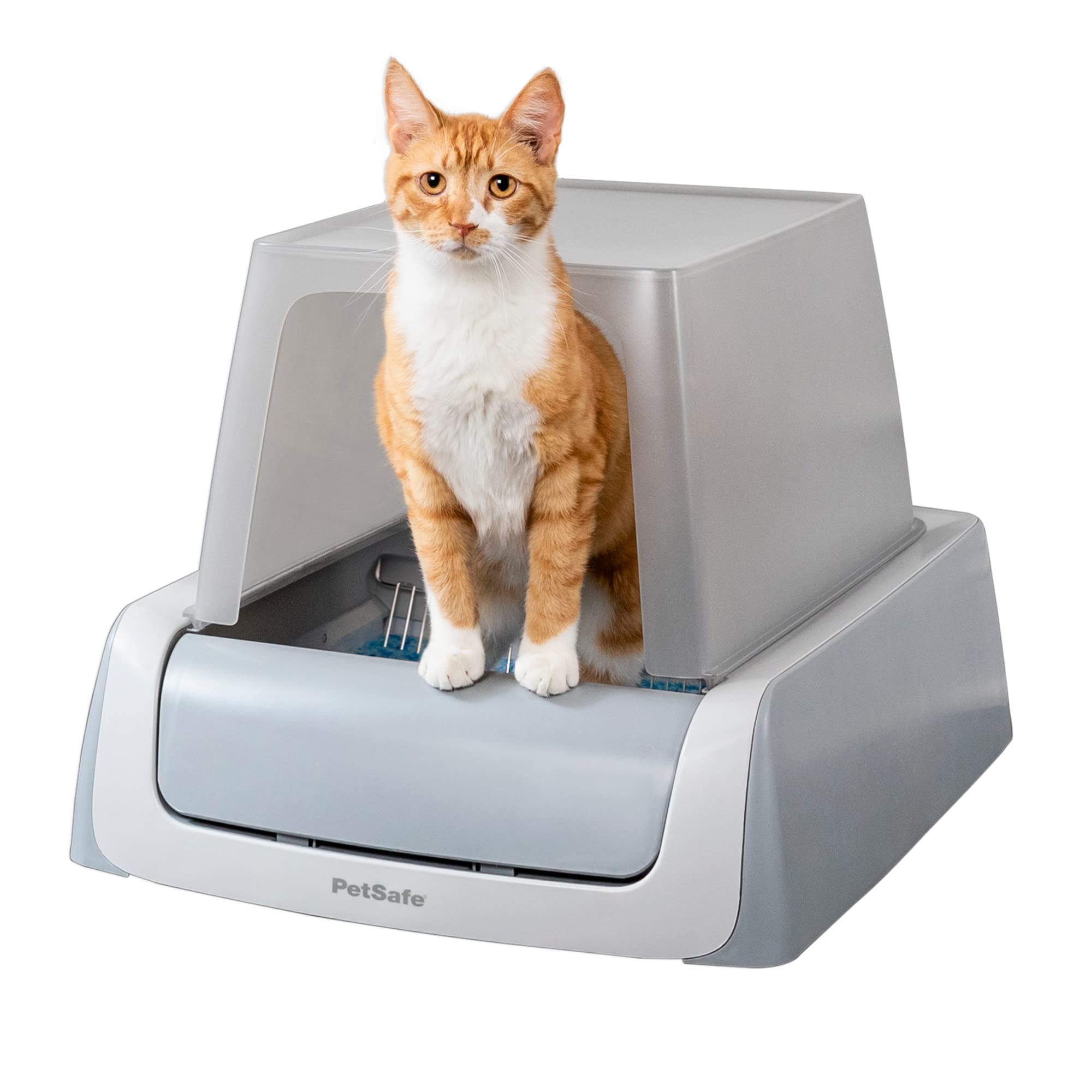 PetSafe ScoopFree Crystal Pro Self Cleaning Litter Box, Automatic Cat Litter Box - Comes with 1 Disposable Crystal Litter Tray (Grey, Uncovered)