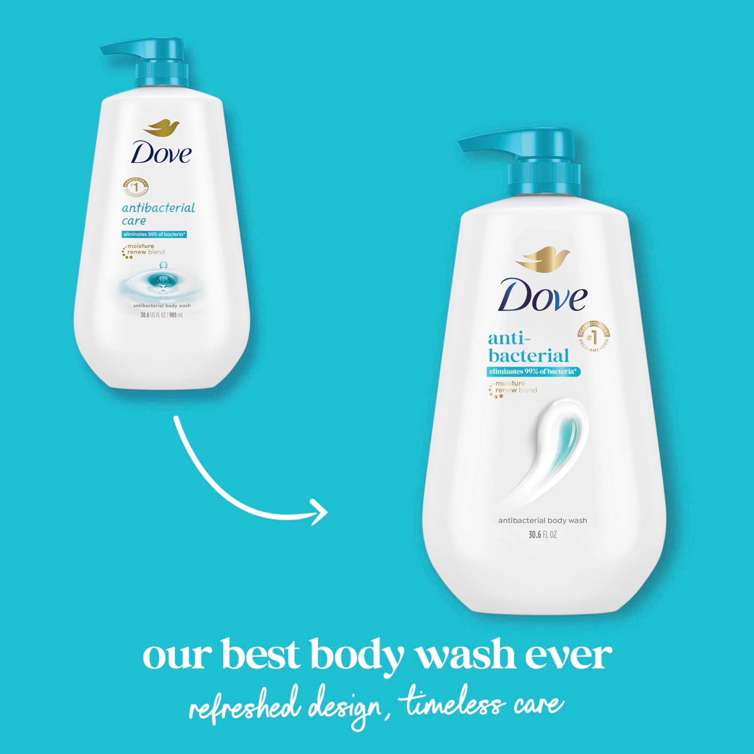 Dove Body Wash with Pump Antibacterial For All Skin Types Protects from Dryness 30.6 oz
