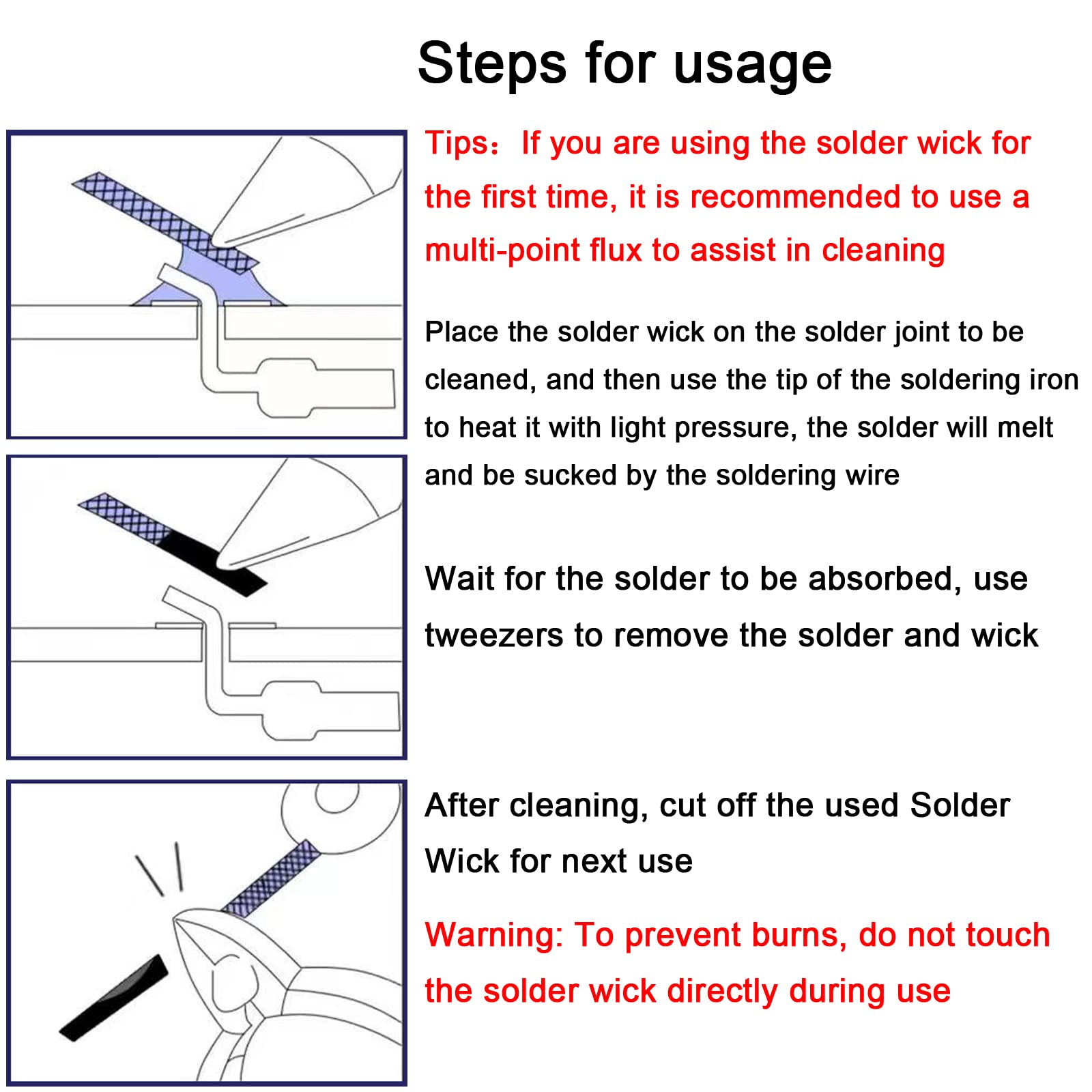Lesnow solder wick braid 10ft Length Desoldering Wick Braid Remover Tool Solder Sucker 1 piece No-Clean soldering Wick Wire Roll and Disassemble Electrical Components