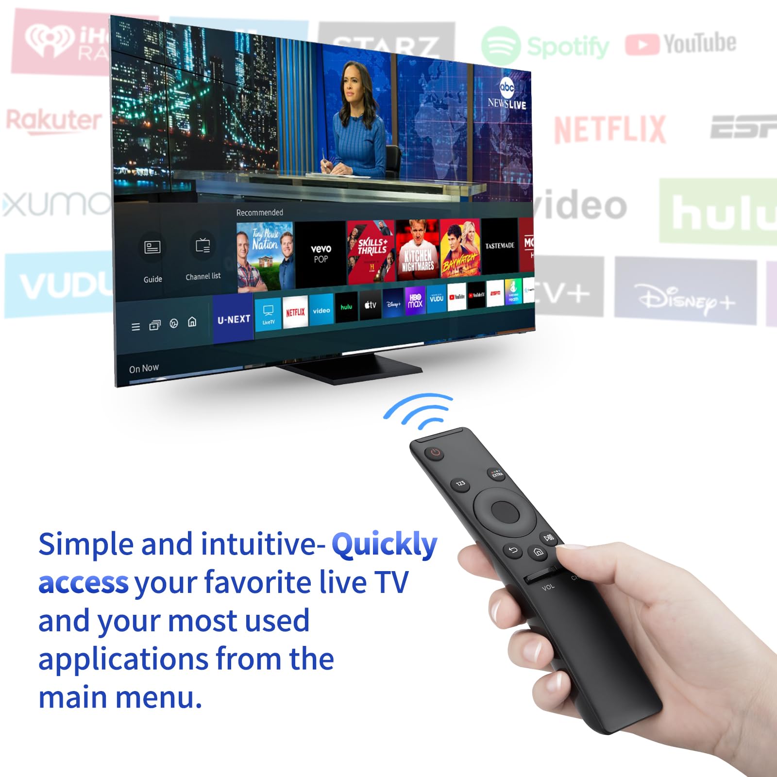 Universal for Samsung-TV-Remote-Control Replacement,Compatible with All Samsung Smart Frame Curved QLED TVs