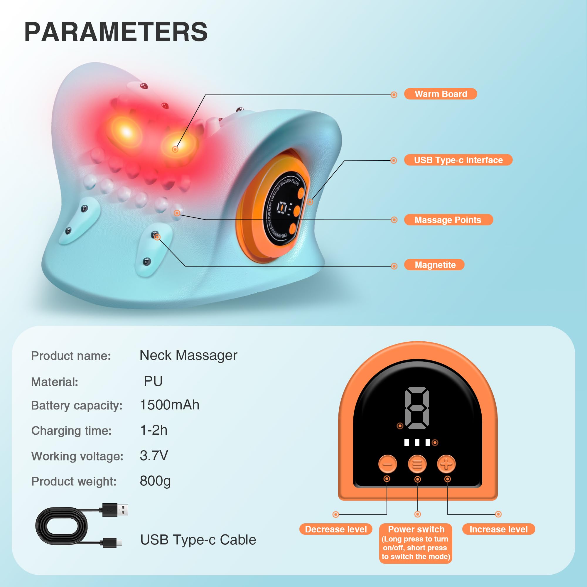 GYSIEN Neck Massager 2025, Neck and Shoulder Relaxer with Heat, 3 Modes, Portable Pillows for Pain Relief and Muscle Relax, 26° Angle Cervical Traction Device for Back, Shoulder