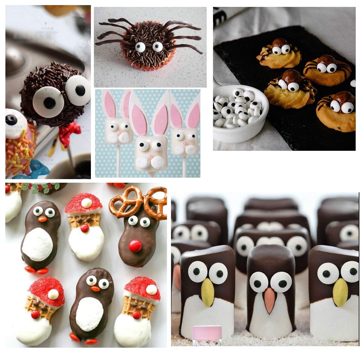 GEORLD Small Candy Eyeballs Eyes Cake Cupcake Toppers Cookie Decorations