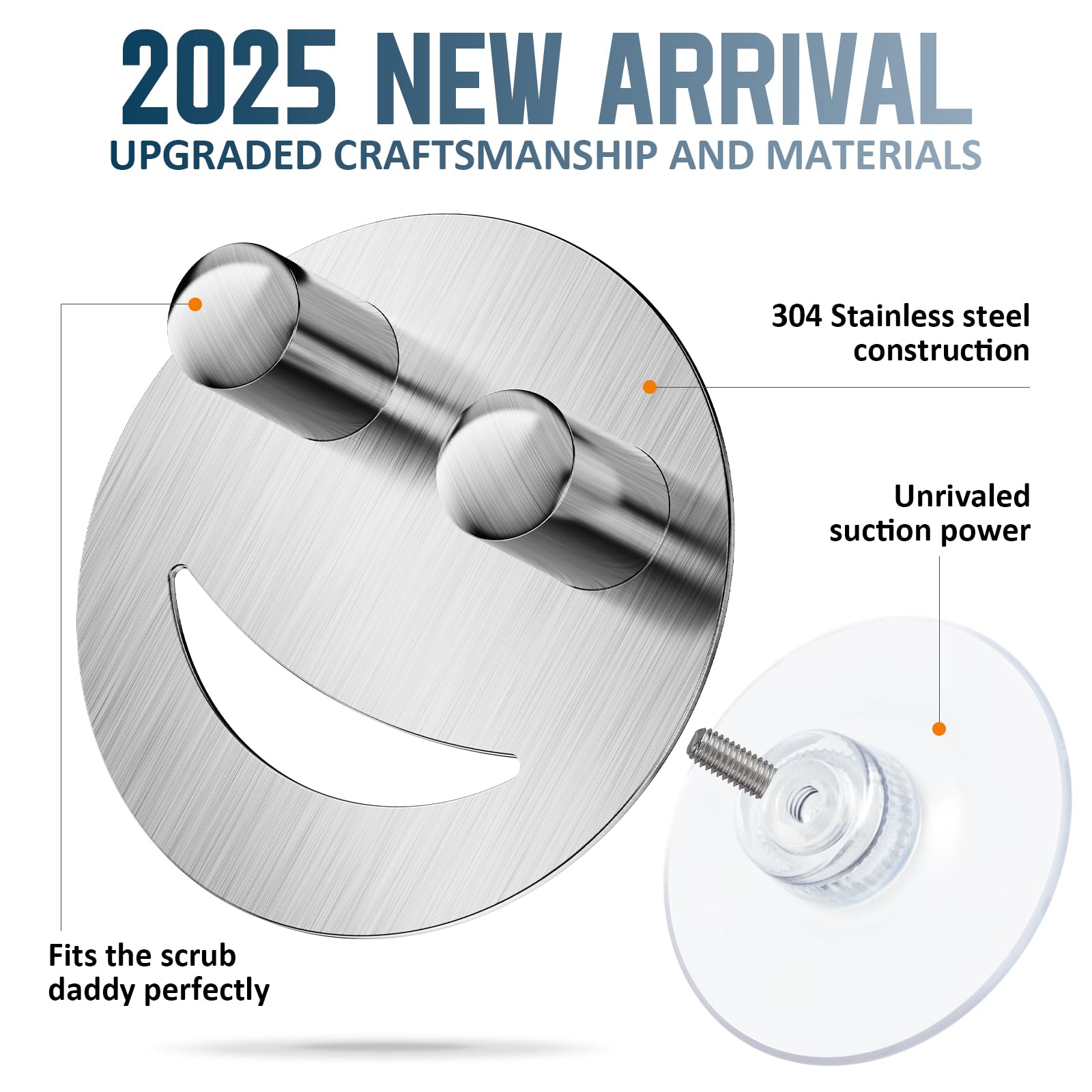 Yoshiky Stainless Steel Smiley Face Dish Sponge Holder, Silver Sink Caddy Organizer Storage with Suction Cup for Kitchen, Rv Apartment Kitchen Accessories Decor Scrubber