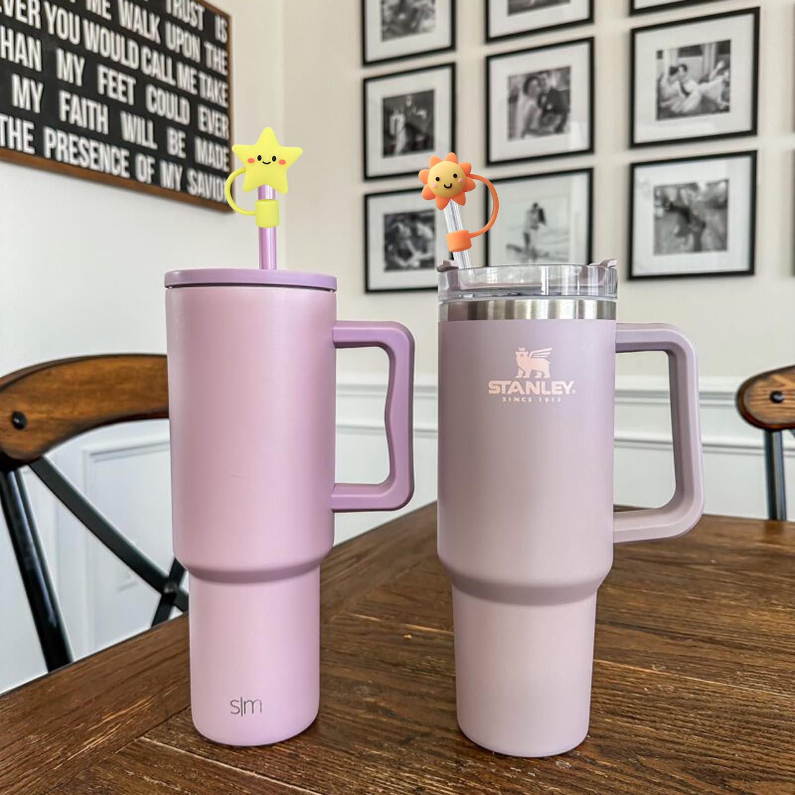 NYRXKJ Straw Cover Cap for Stanley Cup, 4pcs 0.4in 10mm Diameter Reusable Dust-Proof Straw Topper Compatible with Simple Modern and Tumbler with Lid and Straw (4pcs sky set)