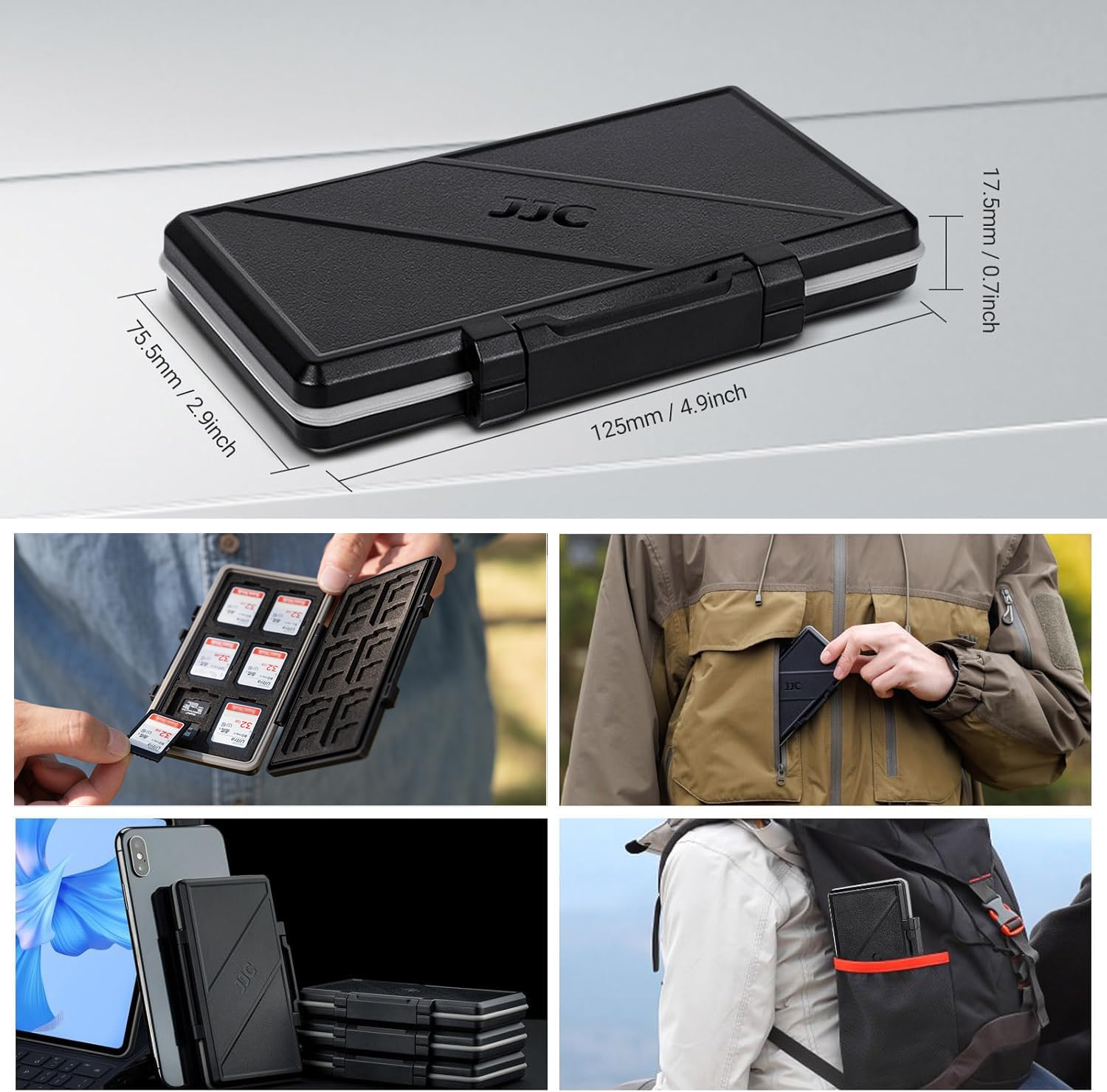 36 Slots Memory Card Case Water-Resistant Anti-Shock Memory Card Wallet for 24 Micro SD SDXC SDHC TF Cards and 12 SD SDXC SDHC Cards