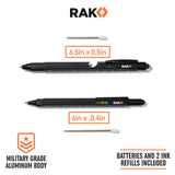 RAK Multitool Pen 2-Pack - Multi-Tool Pens with LED Light, Flathead & Phillips Screwdrivers, Level, Ruler, Bottle Opener, and Stylus. Gift-Ready Box with Ink Refills & Batteries. Great for EDC.