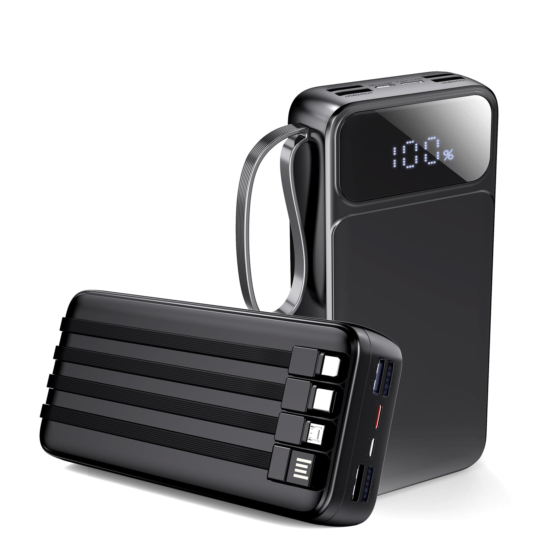 Portable Charger Power Bank 50000mAh- 7 Outputs & 3 Inputs USB-C 22.5W Fast Charging Battery Pack with Built-in Cables and Ports Compatible with Most of Cellphones and Devices, for Travel Camping