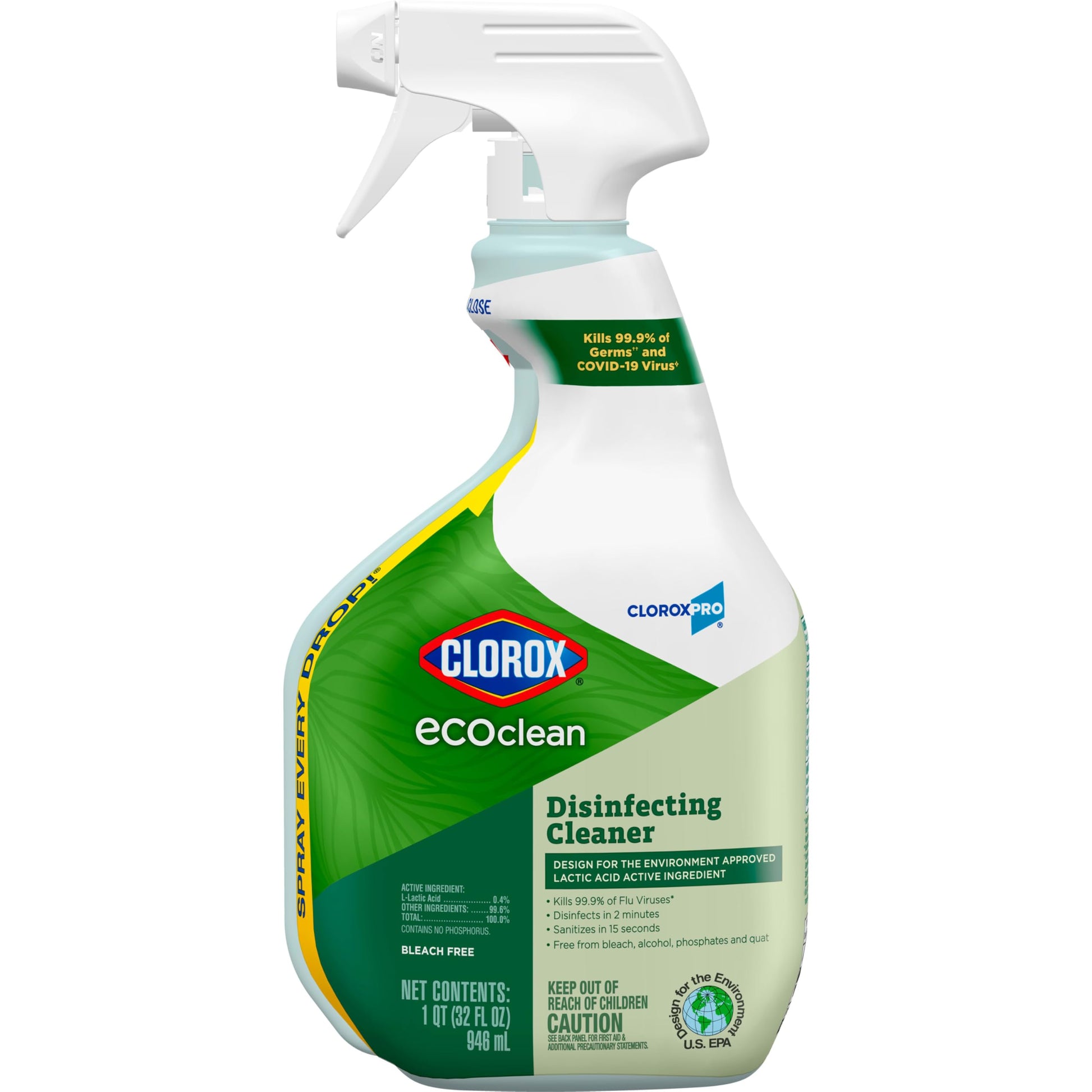Clorox CloroxPro EcoClean Disinfecting Cleaner Spray Bottle, 32 Fluid Ounces