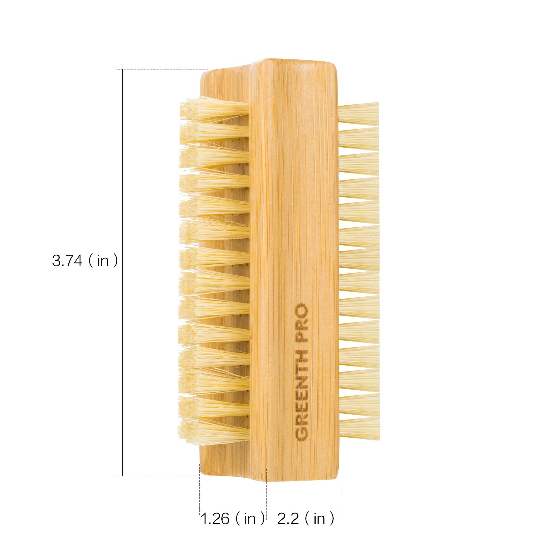 GREENTH PRO Bamboo Nail Brush，2PCS Two-side Firm Nature Wooden Sisal Scrub Brush for Toes and Nails,Cleaning Nail Brush