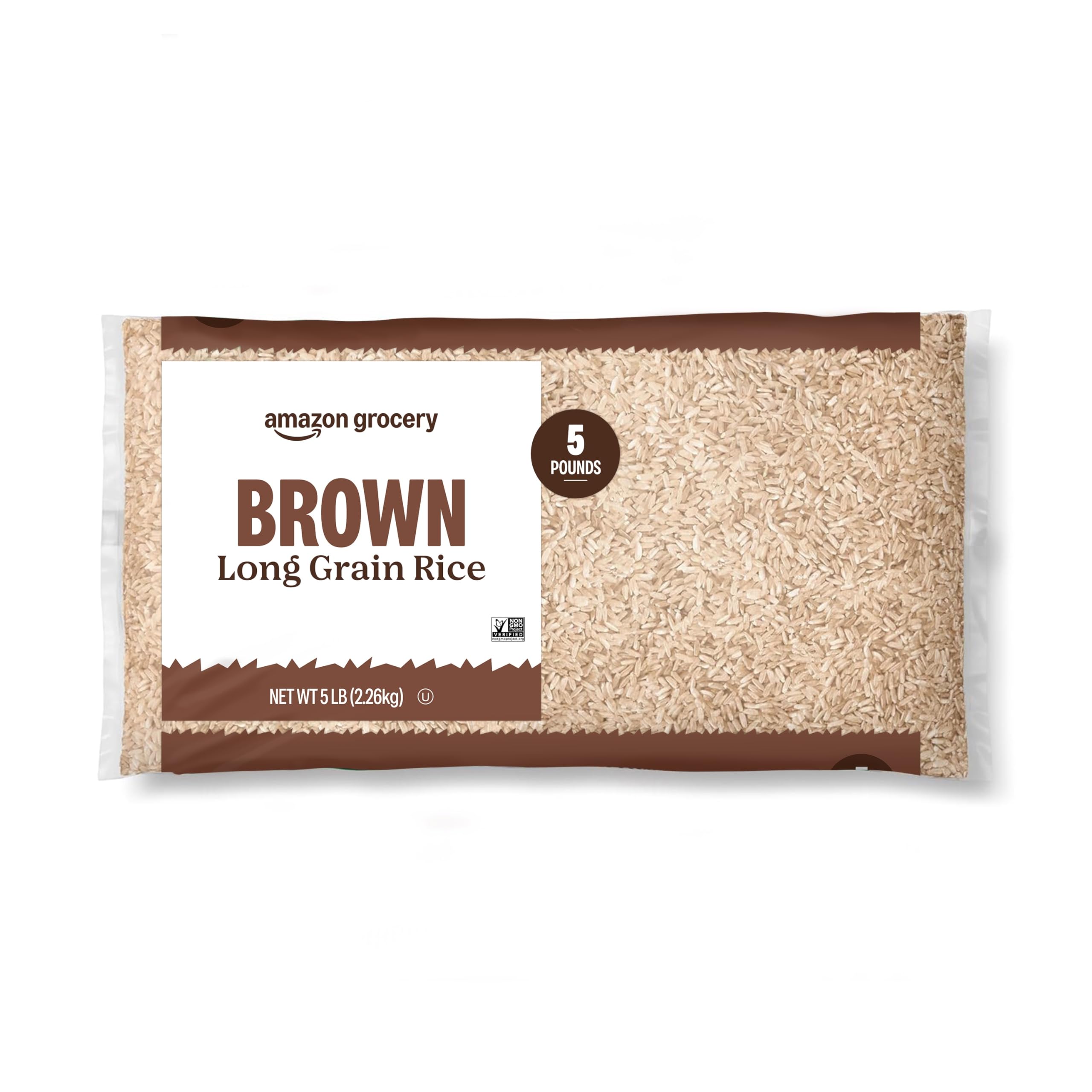 Amazon Grocery, Brown Long Grain Rice, 5 Lb (Previously Amazon Fresh, Packaging May Vary)