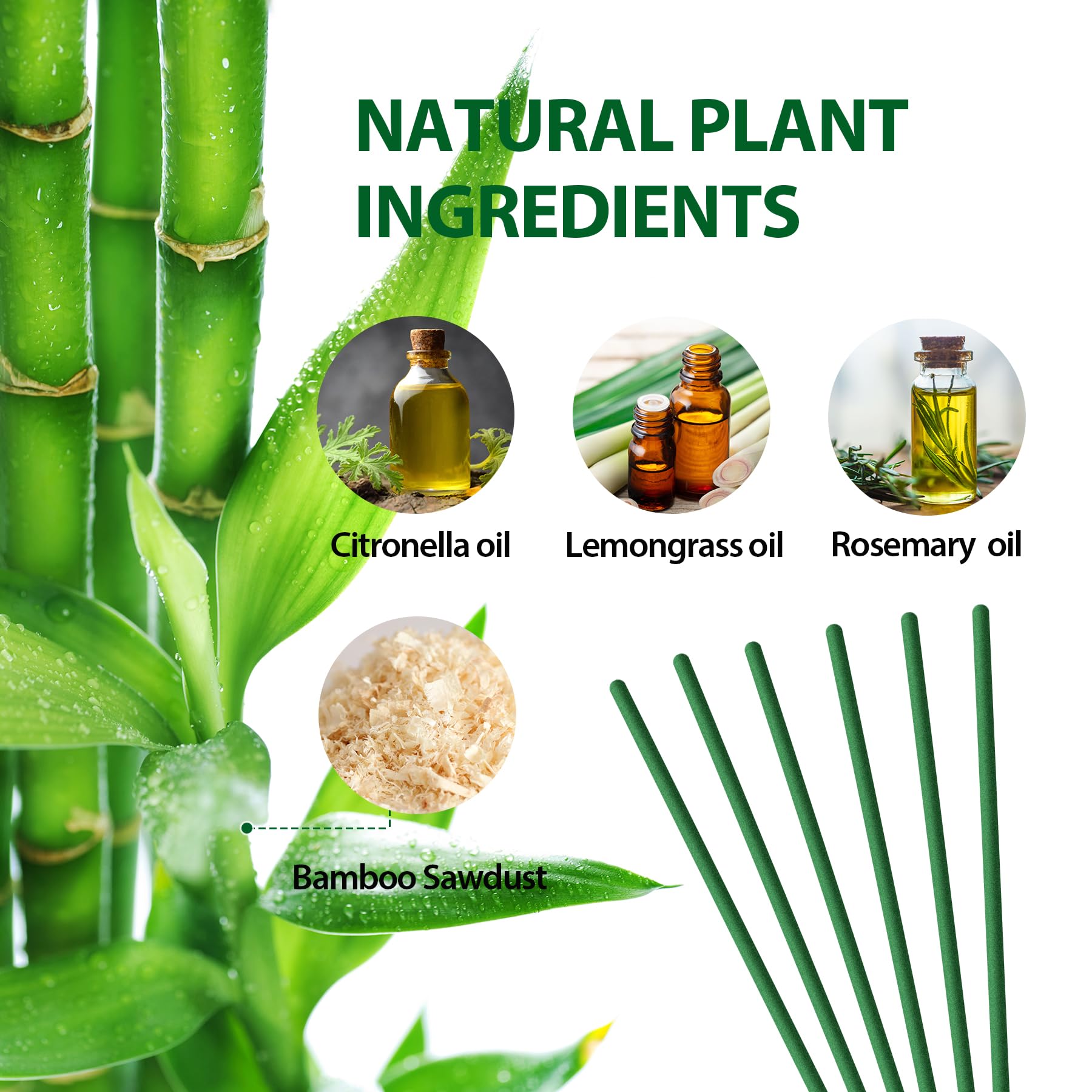 KICKOUTOR® Mosquito Repellent Outdoor Patio 120 PCS Citronella Oil Mosquito Incense Sticks Natural Organic Mosquito Barrier Mosquito Repeller for Backyard Travel Camping Indoors Gnat Mosquito Control