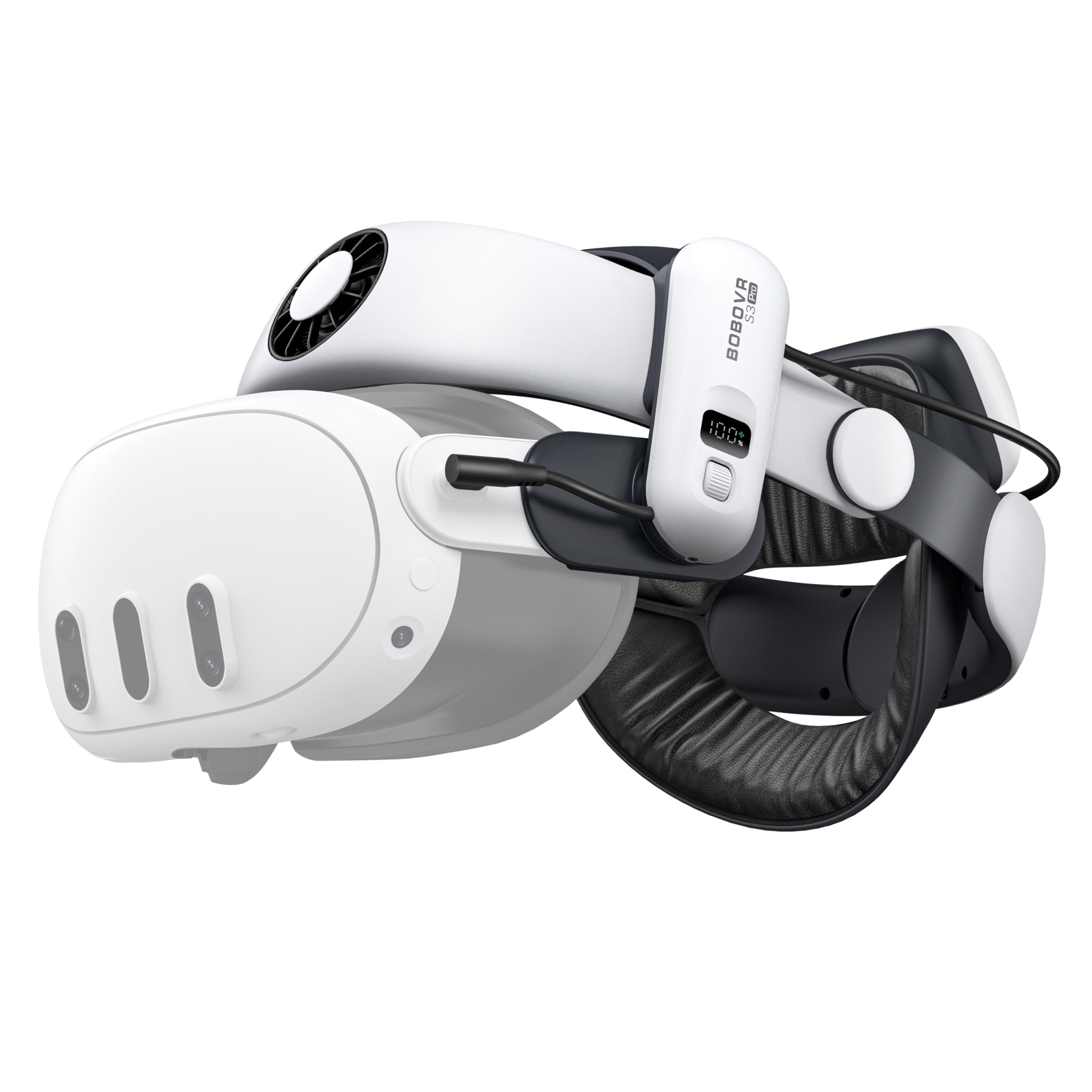 BOBOVR S3 Pro Battery Strap Accessories,Head Air Cooling System and 10000mah Hot-swappable Battery Pack,Compatible with Meta Quest 3/Quest 3S