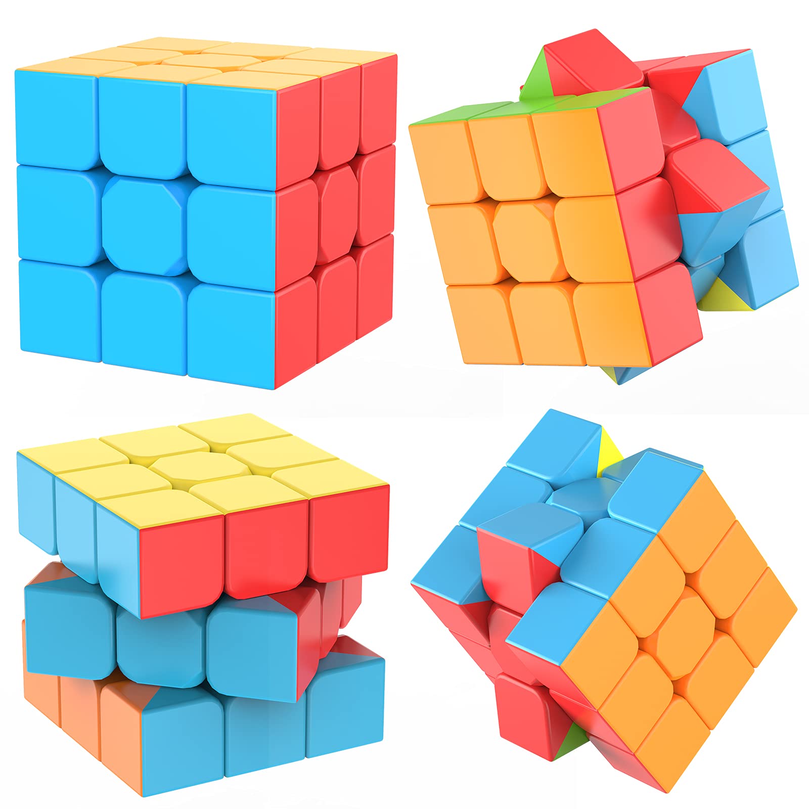 Jurnwey Speed Cube 3x3x3 Stickerless with Cube Tutorial - Turning Speedly Smoothly Magic Cubes 3x3 Puzzle Game Brain Toy for Kids and Adult