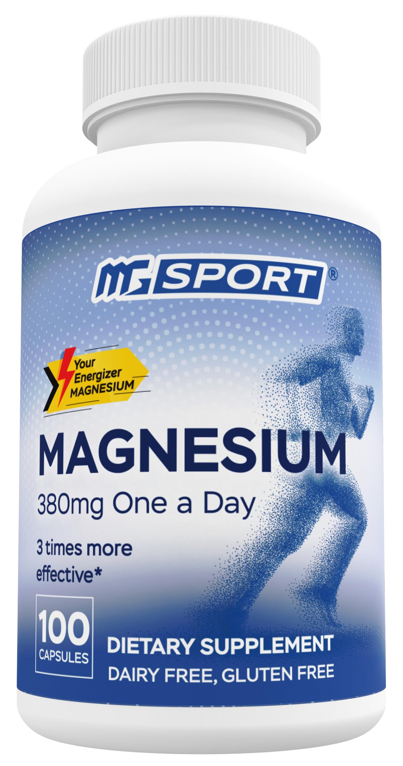 Magnesium Supplement Complex MGSPORT- High Absorption with Vitamins B6, D, E - Relieves Leg Cramps & Muscle Support - 60 Servings