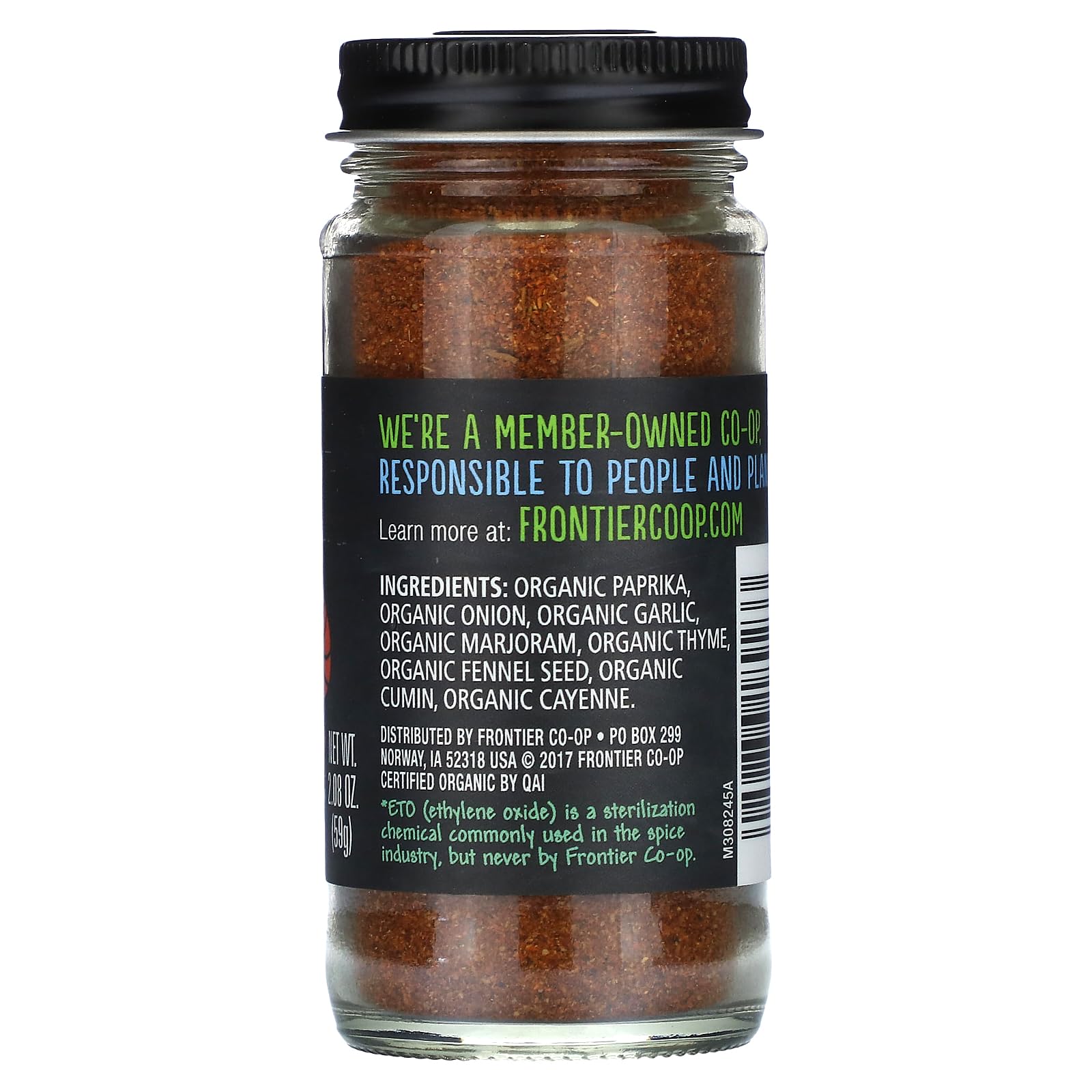 Frontier Co-op Organic Cajun Seasoning, 2.08-Ounce Jar, Authentic Louisiana Flavor For Southern Delicacies, Kosher, Non GMO