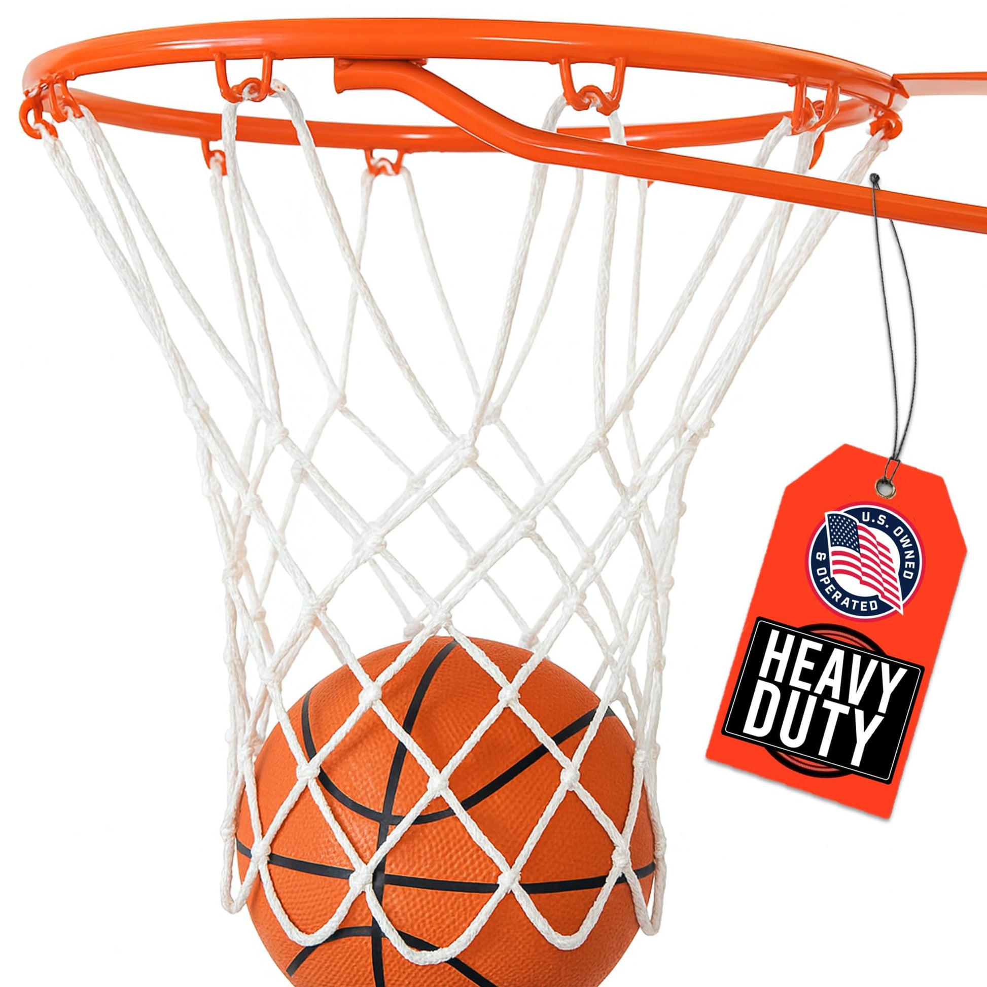 Ultra Sporting Goods Heavy Duty Basketball Net Replacement - All Weather Anti Whip, Fits Standard Indoor or Outdoor Rims - 12 Loops (White)