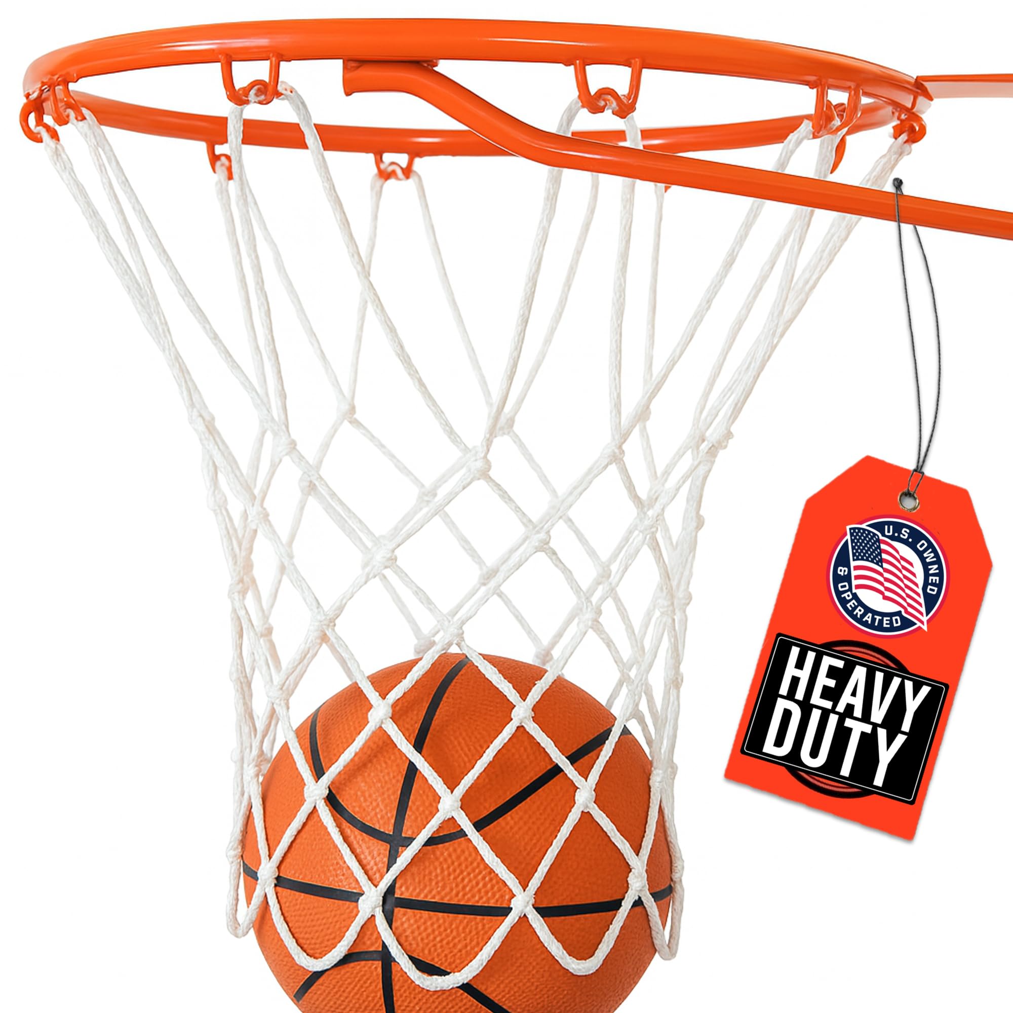 Ultra Sporting Goods Heavy Duty Basketball Net Replacement - All Weather Anti Whip, Fits Standard Indoor or Outdoor Rims - 12 Loops (White)