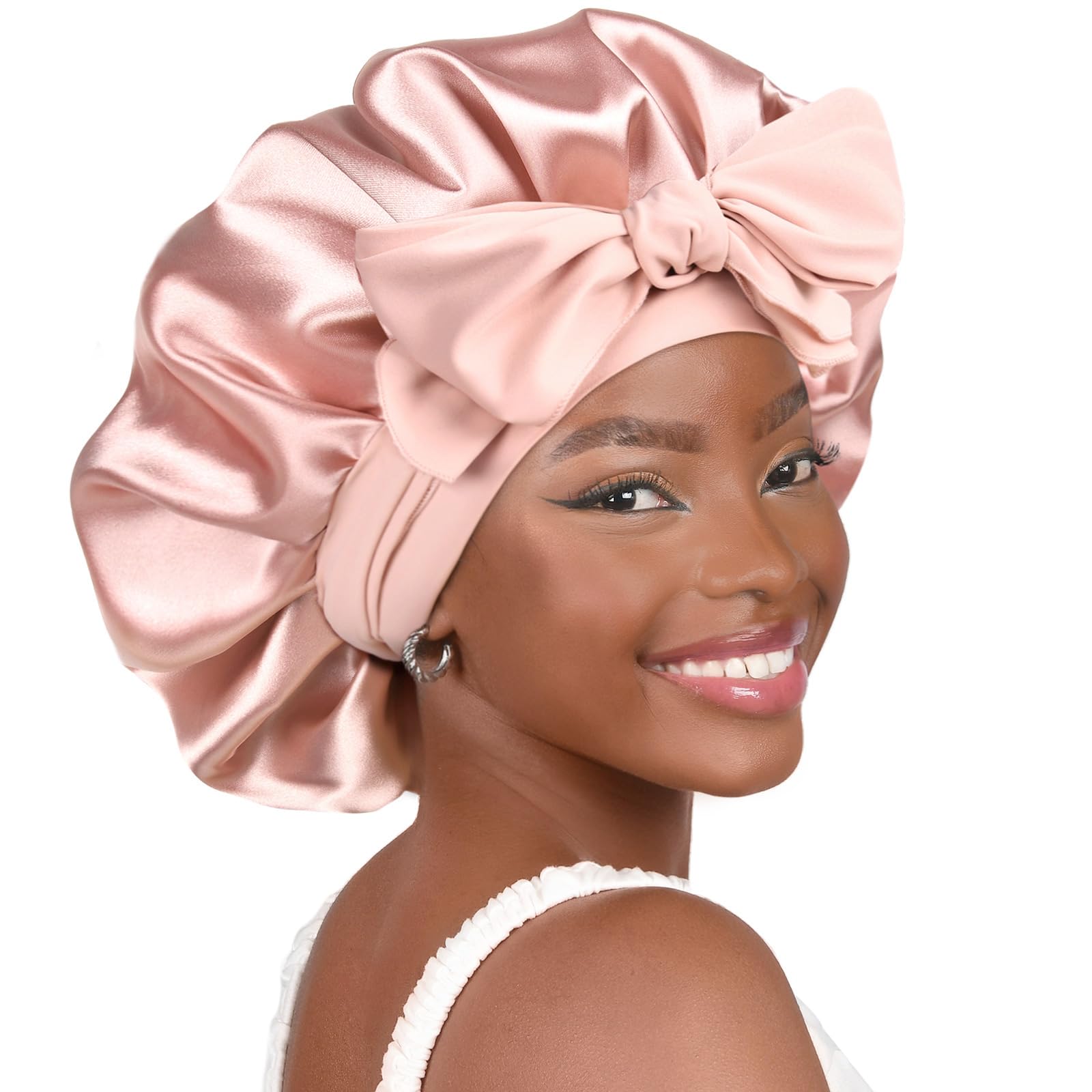 YANIBEST Satin Bonnet Silk Bonnet for Sleeping Double Layer Satin Lined Hair Bonnet with Tie Band for Women Curly Hair
