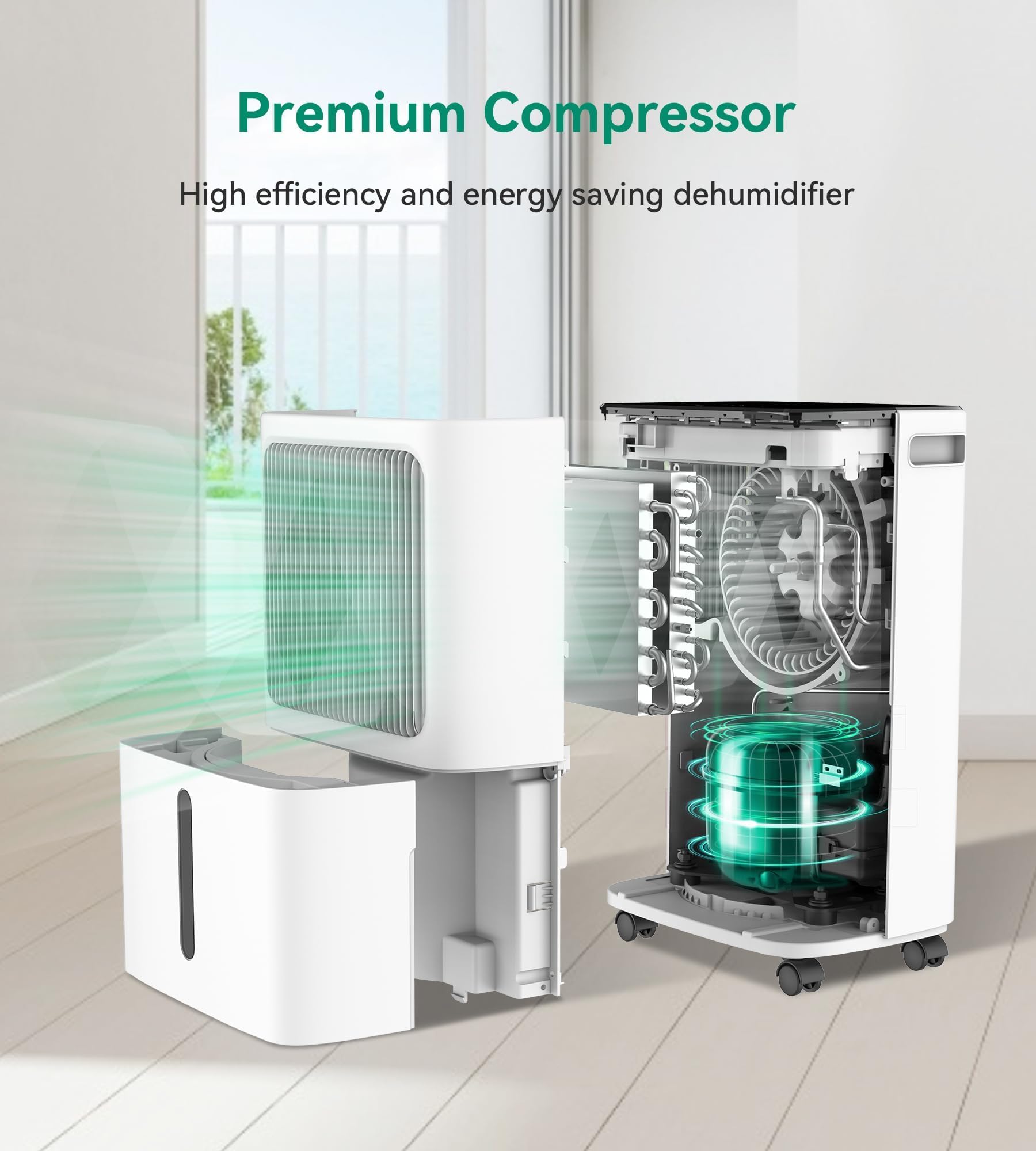 2500 Sq.Ft Dehumidifiers for Home with Drain Hose Max 34 Pints, VEAGASO Dehumidifier for Basement, Large Room, Bathroom, Bedroom, Three Modes, Intelligent Humidity Control, Dry Clothes, 24HR Timer