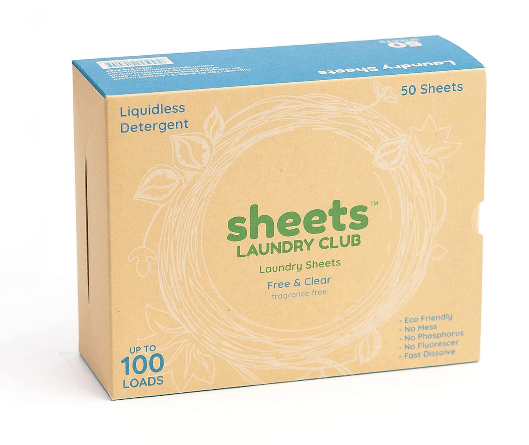 Sheets Laundry Club Laundry Detergent Sheets, 50 Pack (Up to 100 Loads) - Fresh Linen - New Liquidless Technology, Travel Essential Cleaning Supplies