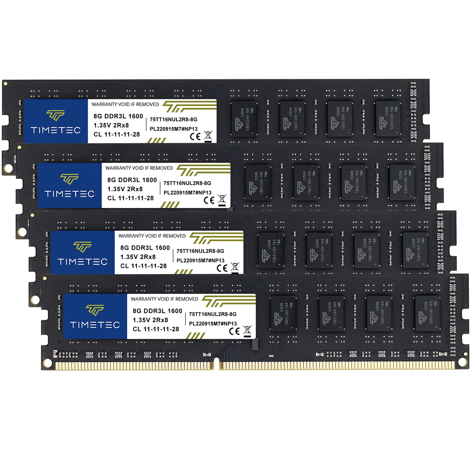 Timetec 16GB KIT(2x8GB) DDR3L / DDR3 1600MHz (DDR3L-1600) PC3L-12800 / PC3-12800 Non-ECC Unbuffered 1.35V/1.5V CL11 2Rx8 Dual Rank 240 Pin UDIMM Desktop PC Computer Memory RAM(SDRAM) Module Upgrade