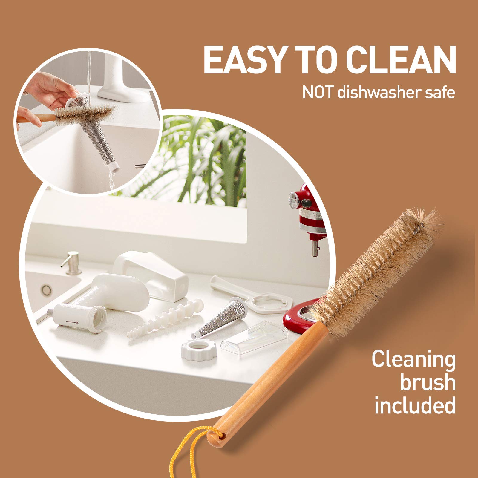 KITCHTREE Fruit & Vegetable Strainer Attachment Set for KitchenAid - Includes Food Grinder Attachment and Sausage Stuffer Tubes, Compatible with KitchenAid Stand Mixers