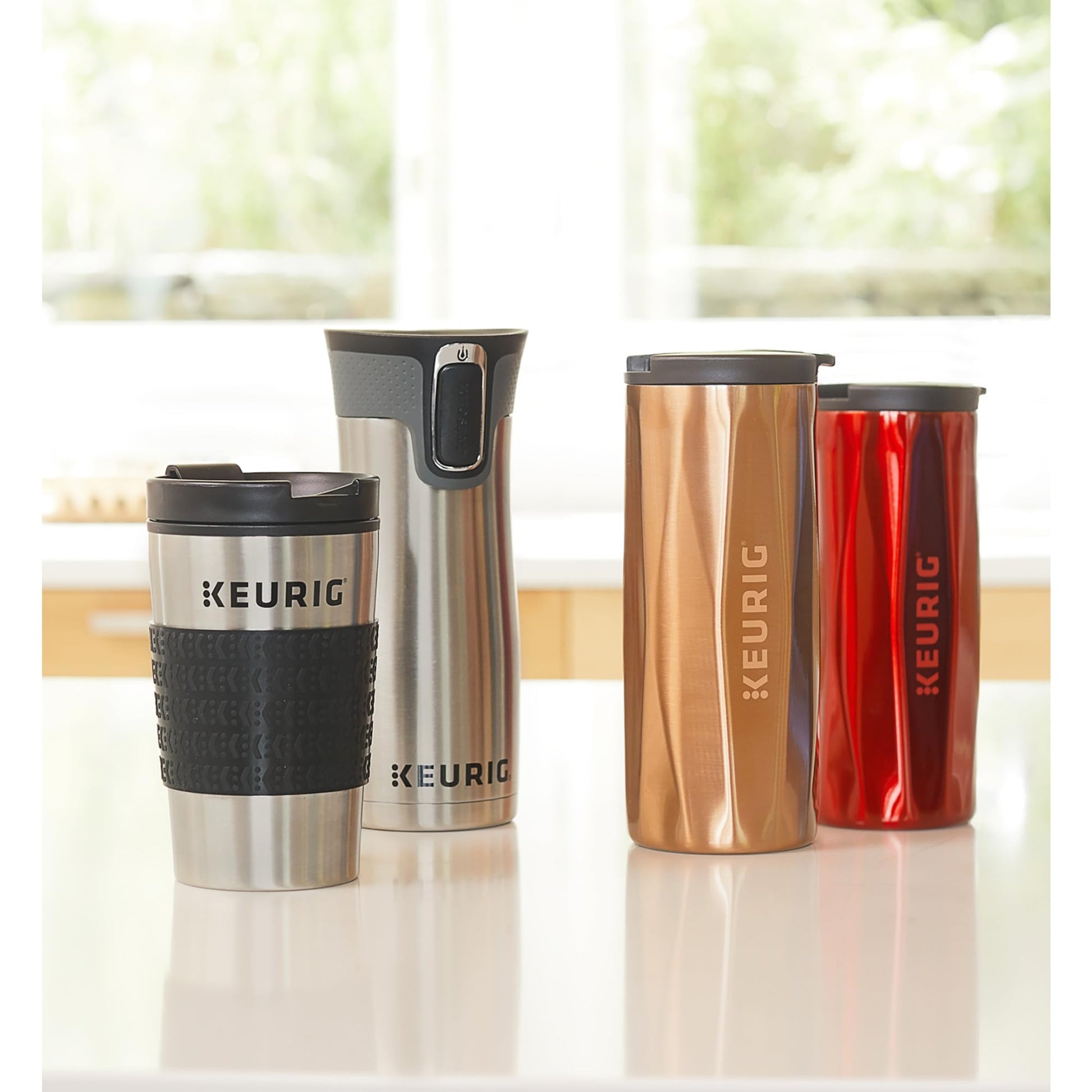 Keurig Stainless Steel Insulated Coffee Travel Mug, Fits Under Any Keurig K-Cup Pod Coffee Maker, 12 Oz, Stainless Steel