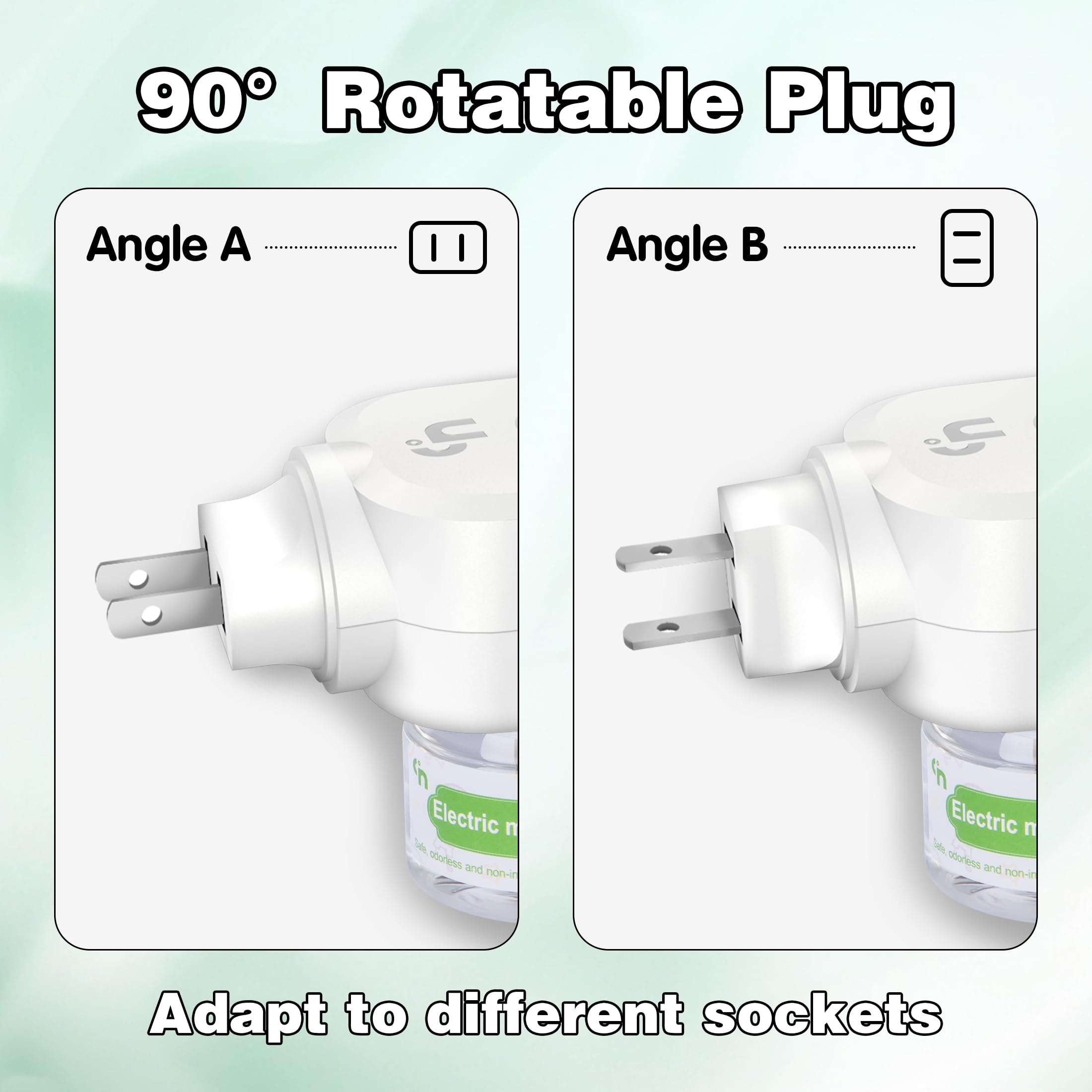 Ddrihlees Mosquito Repeller, Electronic Mosquito Repellent Plug in Indoor Use, Includes 2-Pack 280 Hr Repellent Refills, No Candles or Flames, DEET-Free, for Home, Bedroom, Office, Kitchen (White)