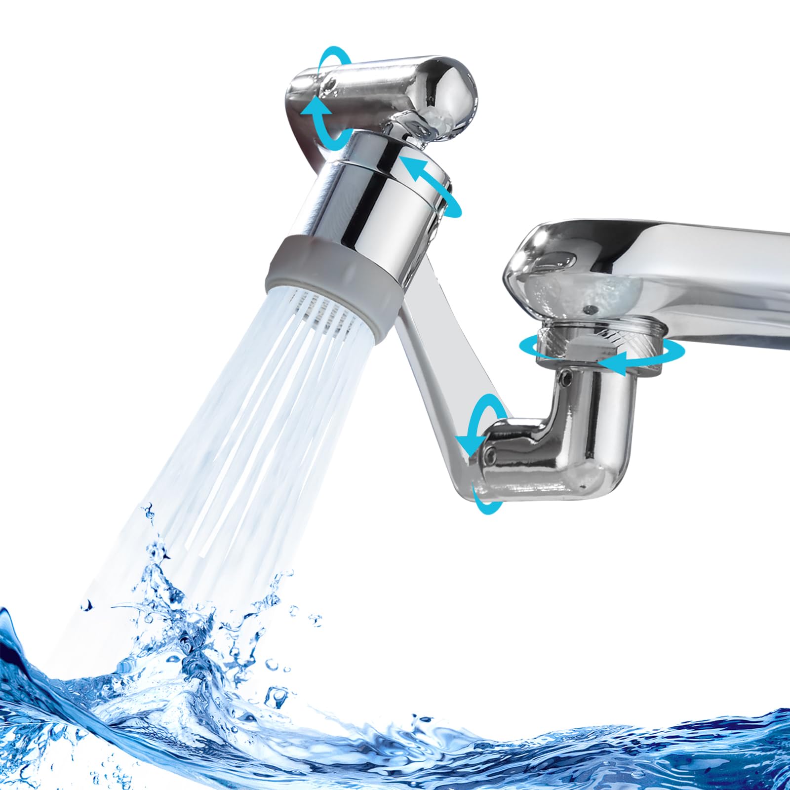 CECEFIN 1080° Swivel Faucet-Extender Sink-Aerator - 2 Mode Splash Water Filter Extension, Kitchen Bathroom 360° Rotatable Spray Attachment, Multifunctional Universal Robotic Arm -Wash Hand/Hair/Face