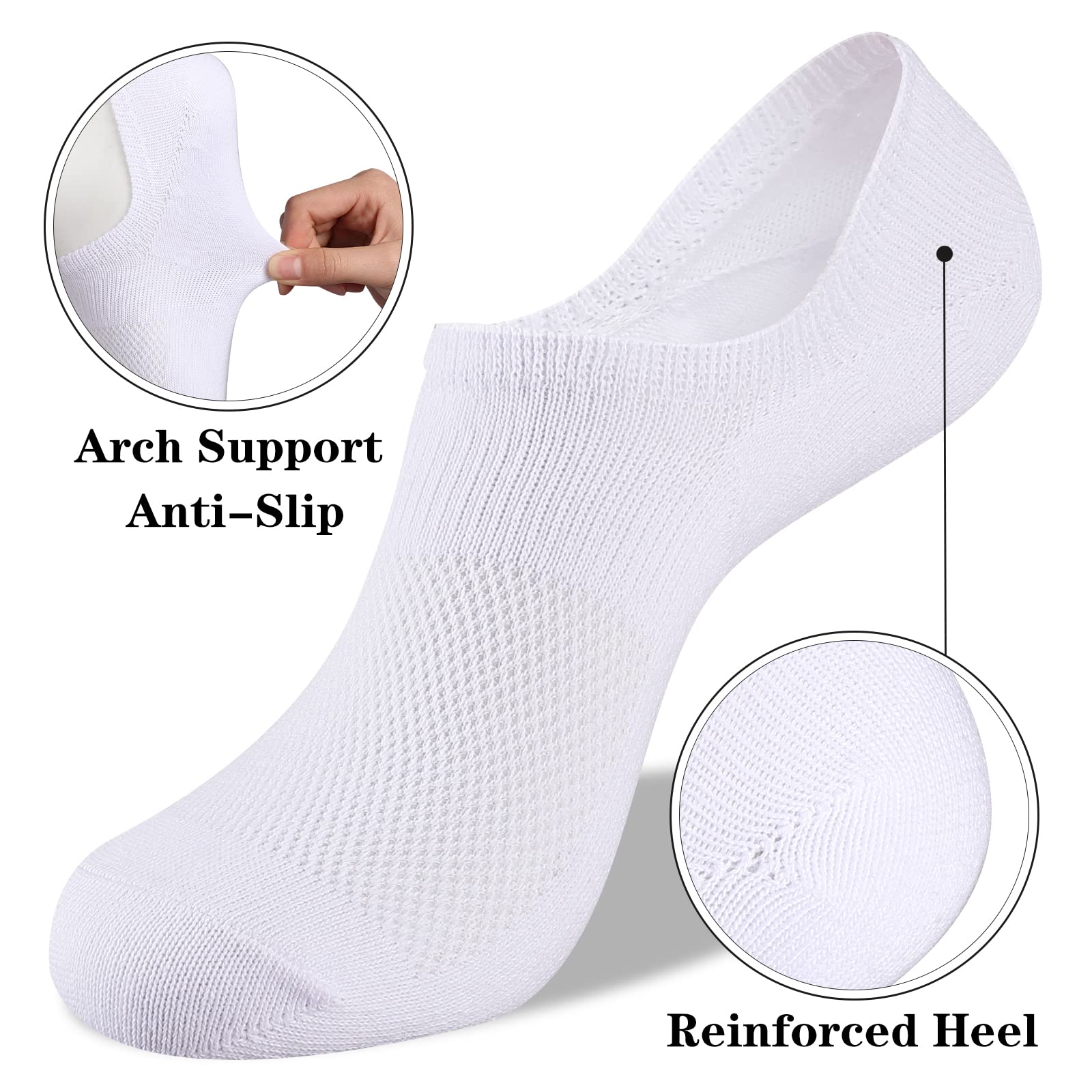 Heatuff No Show Socks Womens Cotton Low Cut Non Slip Casual Socks Invisible Flat Boat Liner Socks (6/9 Pairs)