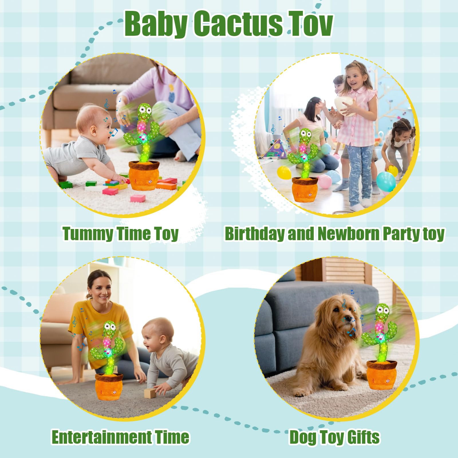 Baby Dancing Cactus for Baby Toys Boys Girls, Dancing Cactus Mimicking Toy Talking Cactus Toy Baby Toys, Singing Sunny Cactus Talking Imitation Toys Glowing Musical Toys Children's Educational Toys