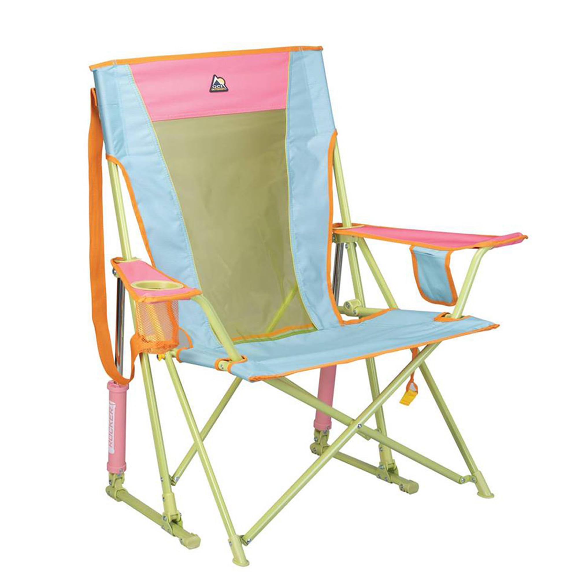 GCI Outdoor Comfort Pro Rocker Camping Chair | Portable Folding Rocking Chair with Durable Armrests & Drink Holder — Sweet Tea