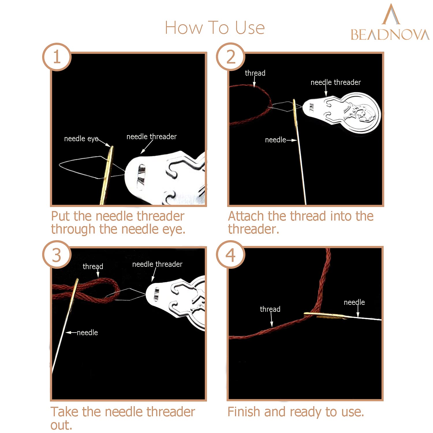 BEADNOVA Embroidery Needle Threader Tool 50pcs Aluminum Sewing Machine Needle Threader for Hand Sewing Cross Stitch Craft Knitting Quilting (50pcs)