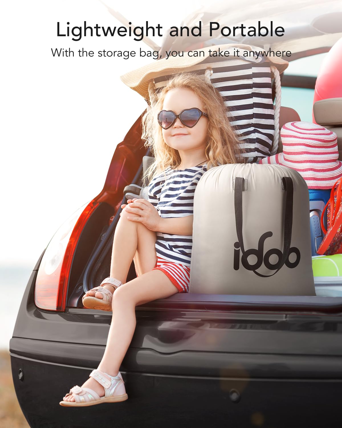 iDOO Queen Air Mattress with Built in Pump, 18 Raised Comfort Inflatable Blow up Mattress, Upgraded Four Chamber Portable Air Bed for Camping, Guests and Home, Colchon Inflable, 650 lbs Max