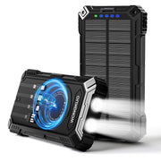 WONGKUO Solar Charger Power Bank - 49800mAh Solar Phone Charger with USB-C in/Output, QC 3.0 Fast Charging with LED Flashlight, Portable Power Bank Built-in 4 Cables, IP65 Waterproof Fits for Outdoor