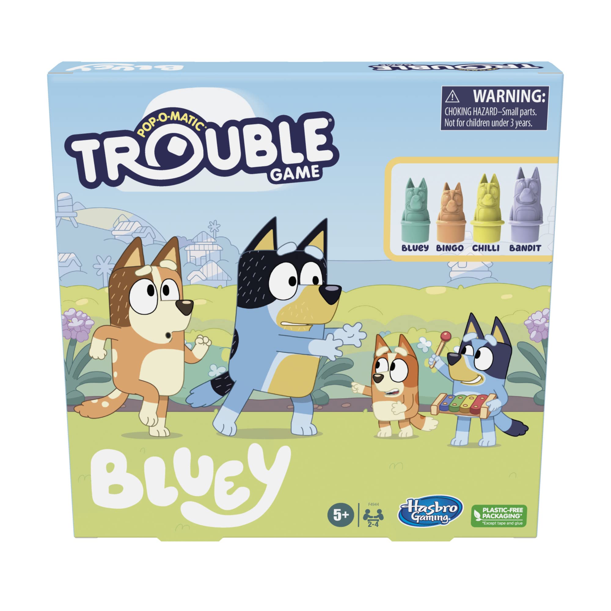 Hasbro Gaming Trouble: Bluey Edition Board Game for Kids, 2-4 Players, Race Bluey, Bingo, Bandit, or Chilli to The Finish, Ages 5 and Up ( Exclusive)