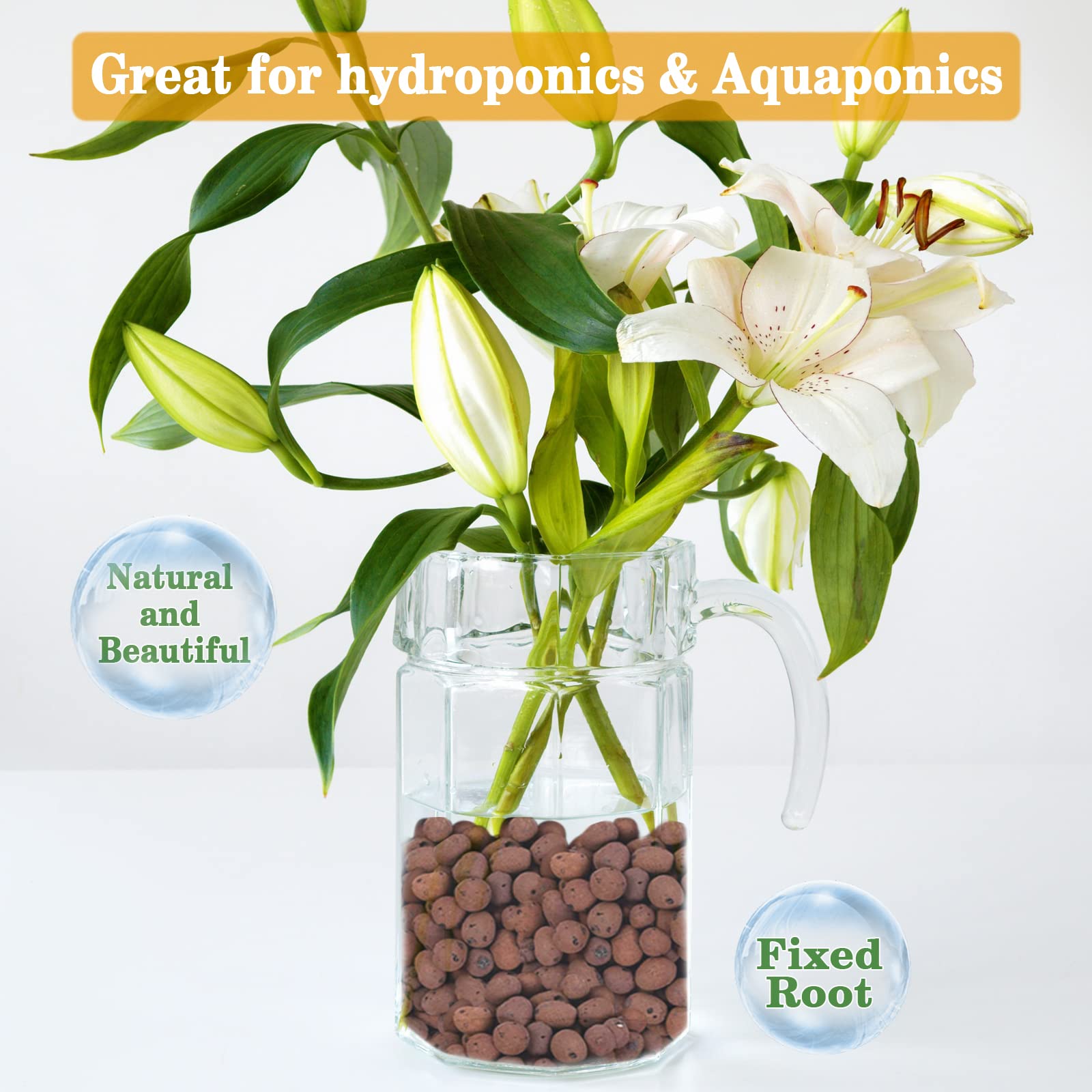 Legigo 10 LB Organic Leca Clay Pebbles for Plants, 4mm-16mm 100% Natural Leca Balls for Indoor Plants, Hydroton Clay Pebbles for Plants Hydroponic Aquaponics Growing Orchid Drainage Terrarium