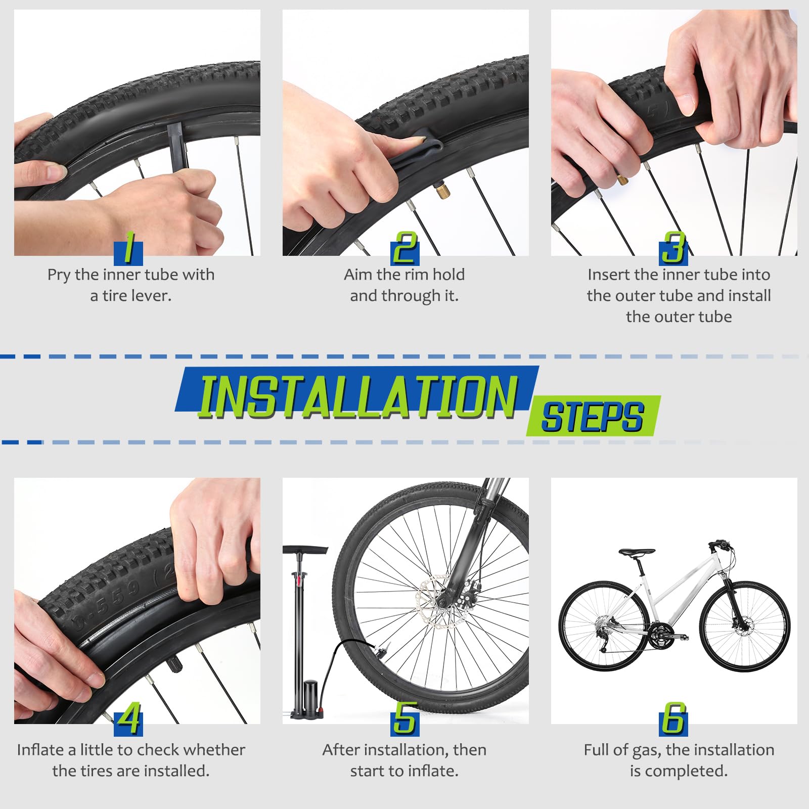 2-Pack Bike Tubes 26" x 1.75/2.125 AV Valve, 26x2.125 Bicycle Tube Compatible with 26x1.75 26 x 1.95 26 x 2.10 26 x 2.125, 26" Bike Rubber Tubes for Road/MTB/City Bikes by Hydencamm (2 of One Size)